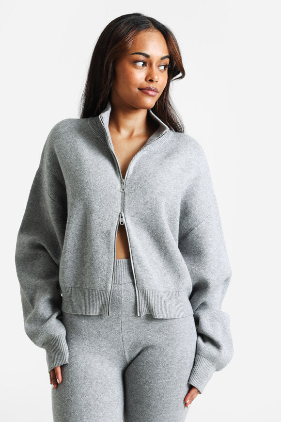 Strickjacke - Grau meliert