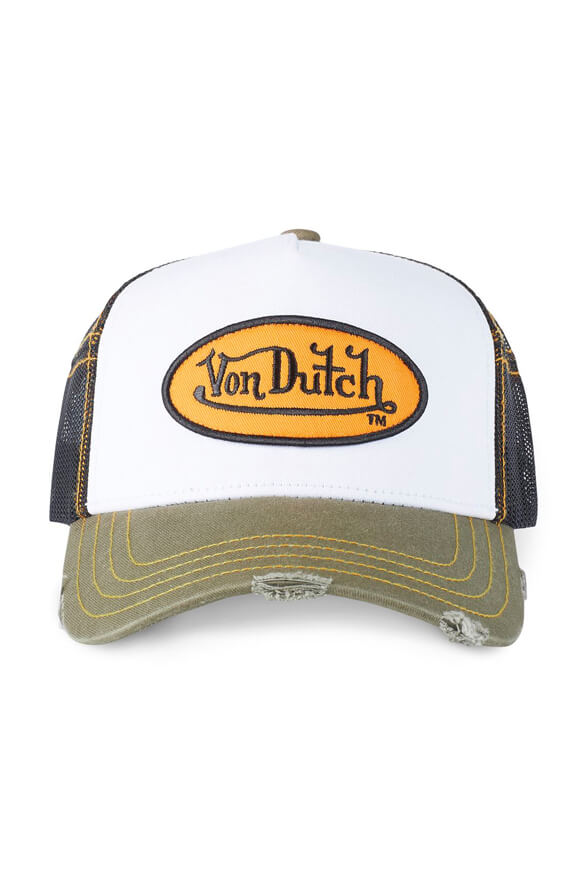 Trucker cap / snapback - White + Dark Olive + Black