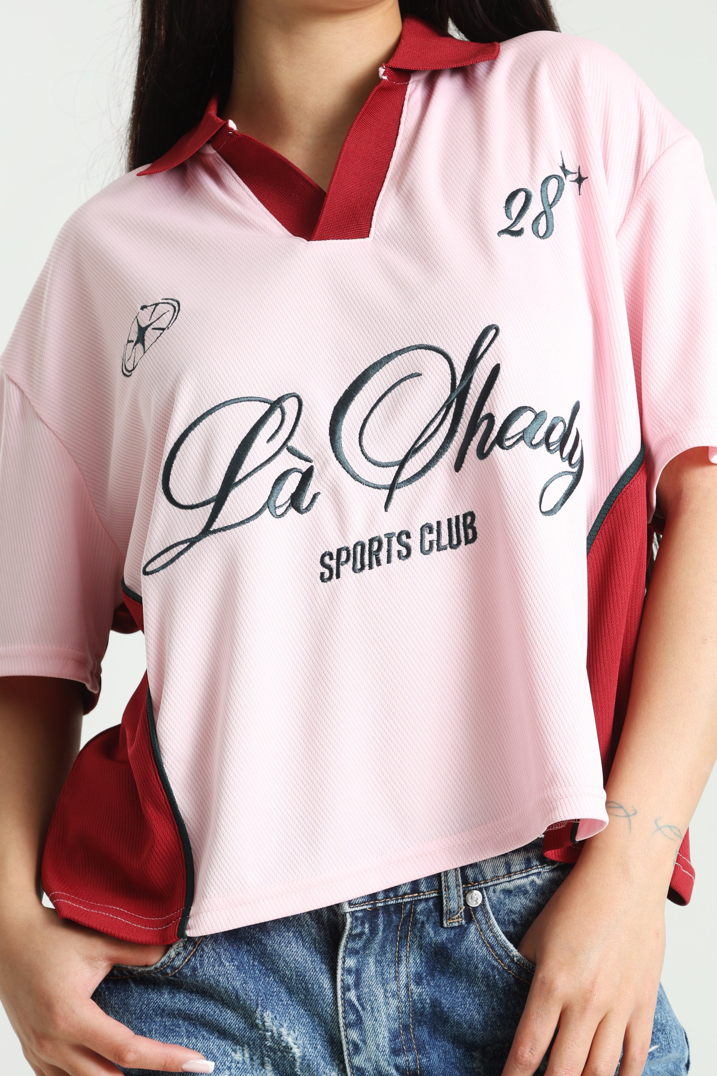 T-shirt ampia - Rosa + Rosso