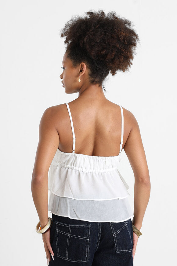 Top à bretelles en seersucker - blanc cassé