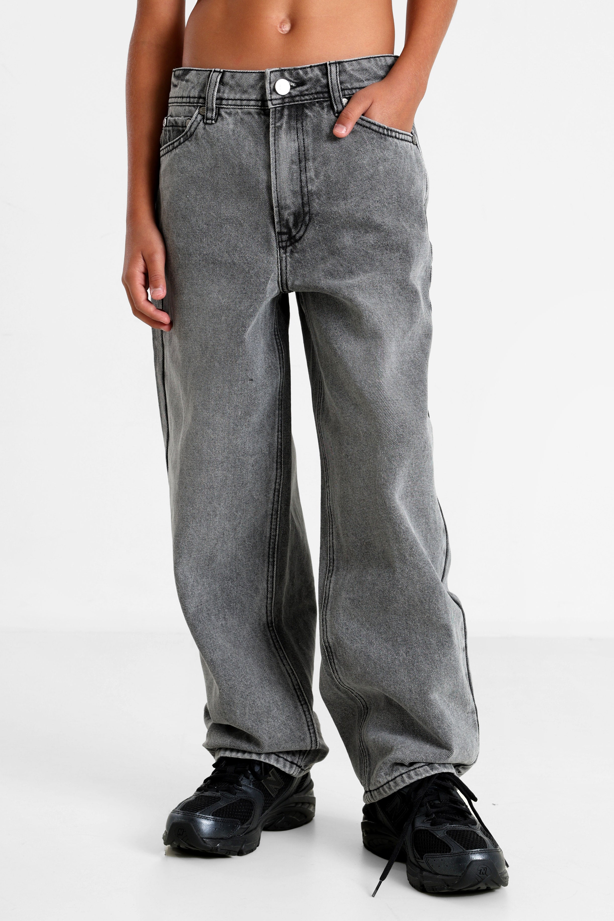 Baggy Fit Jeans - Gewaschen Grau