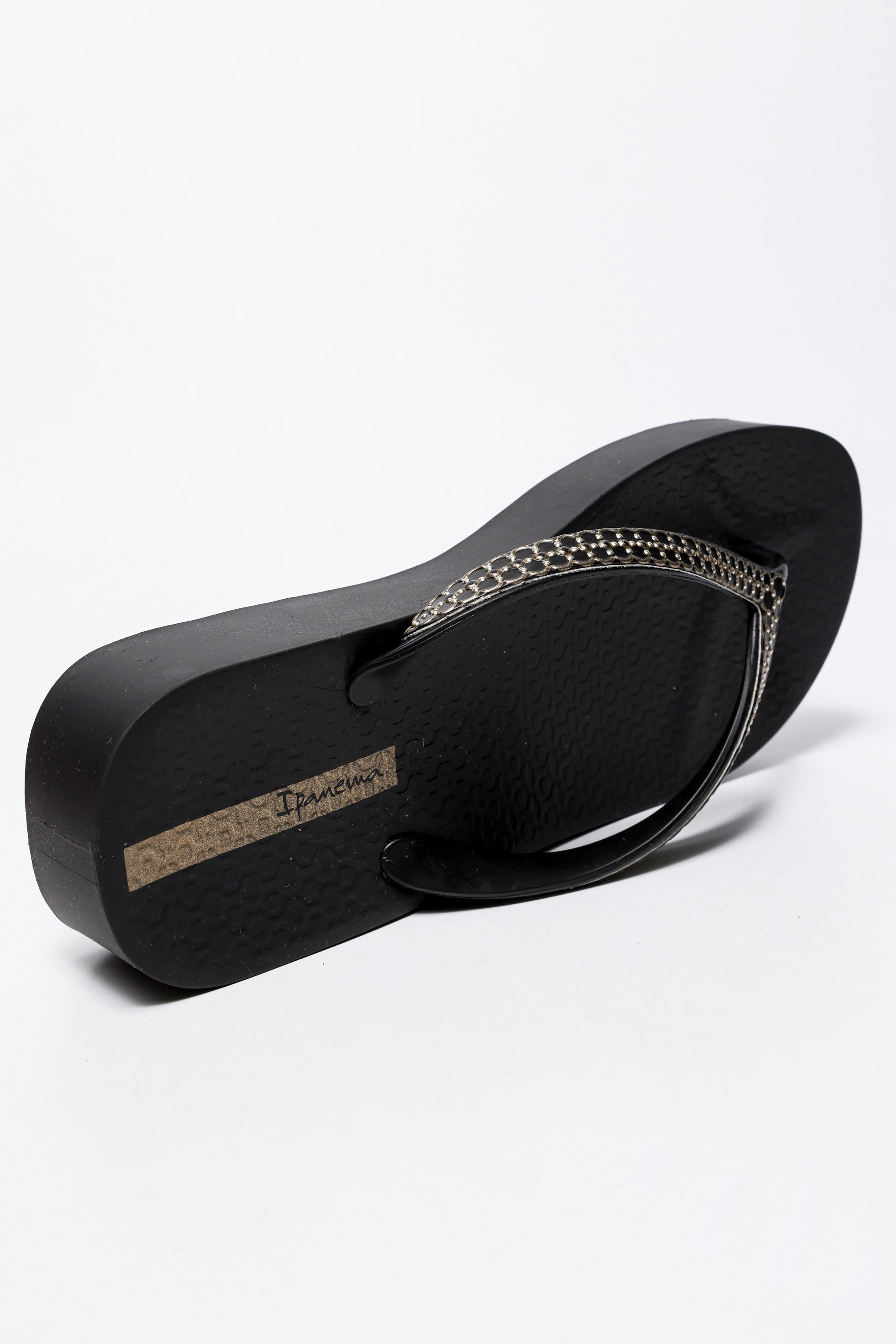 Flip Flops mit Keilabsatz - Black + Gold