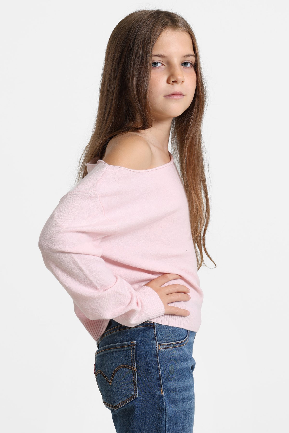 Off Shoulder Strickpullover - Rose