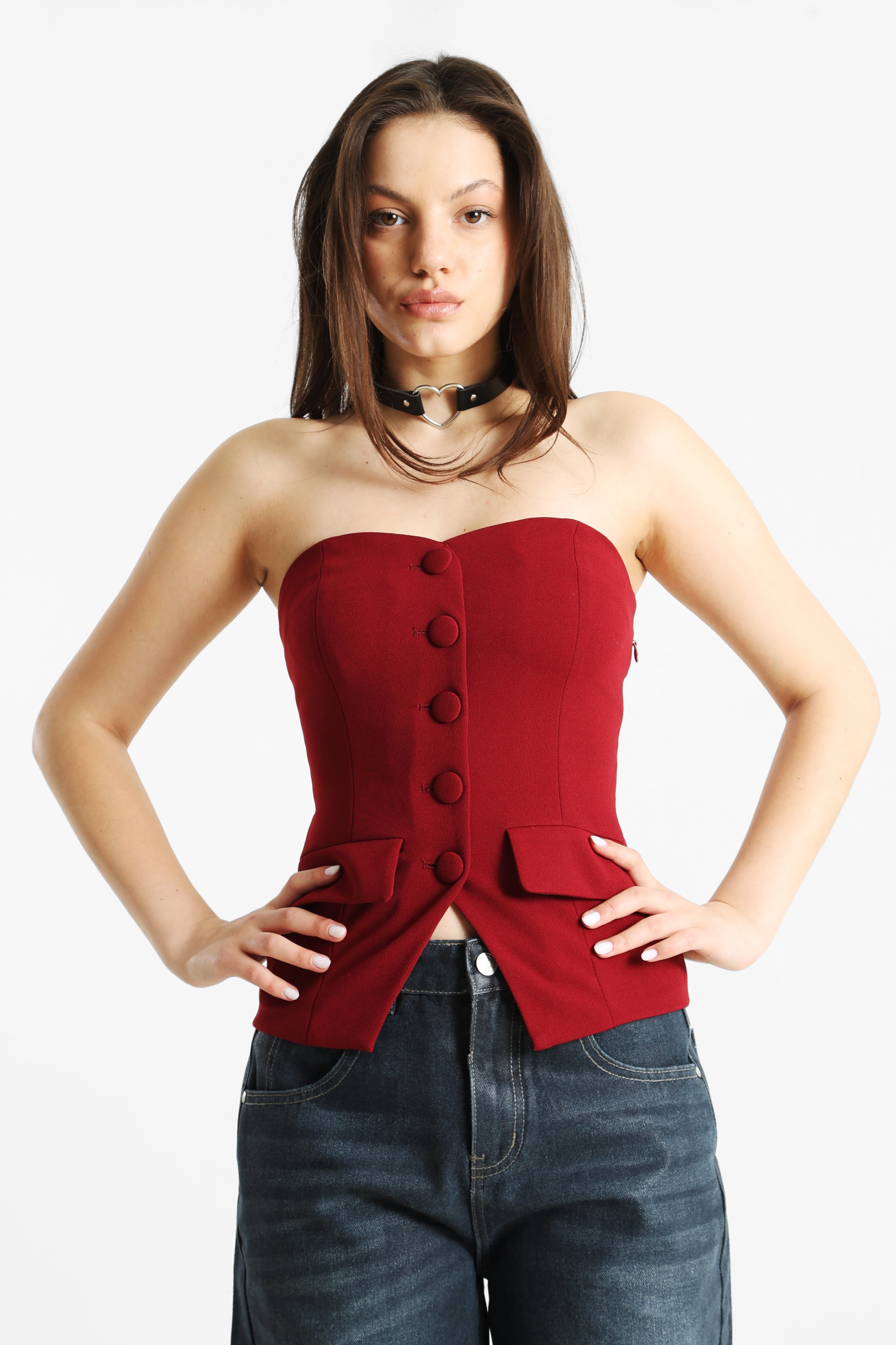 Top bandeau - rouge foncé