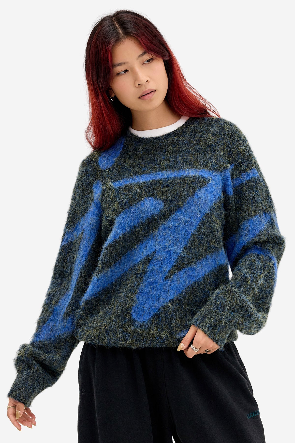 Pull en tricot poilu