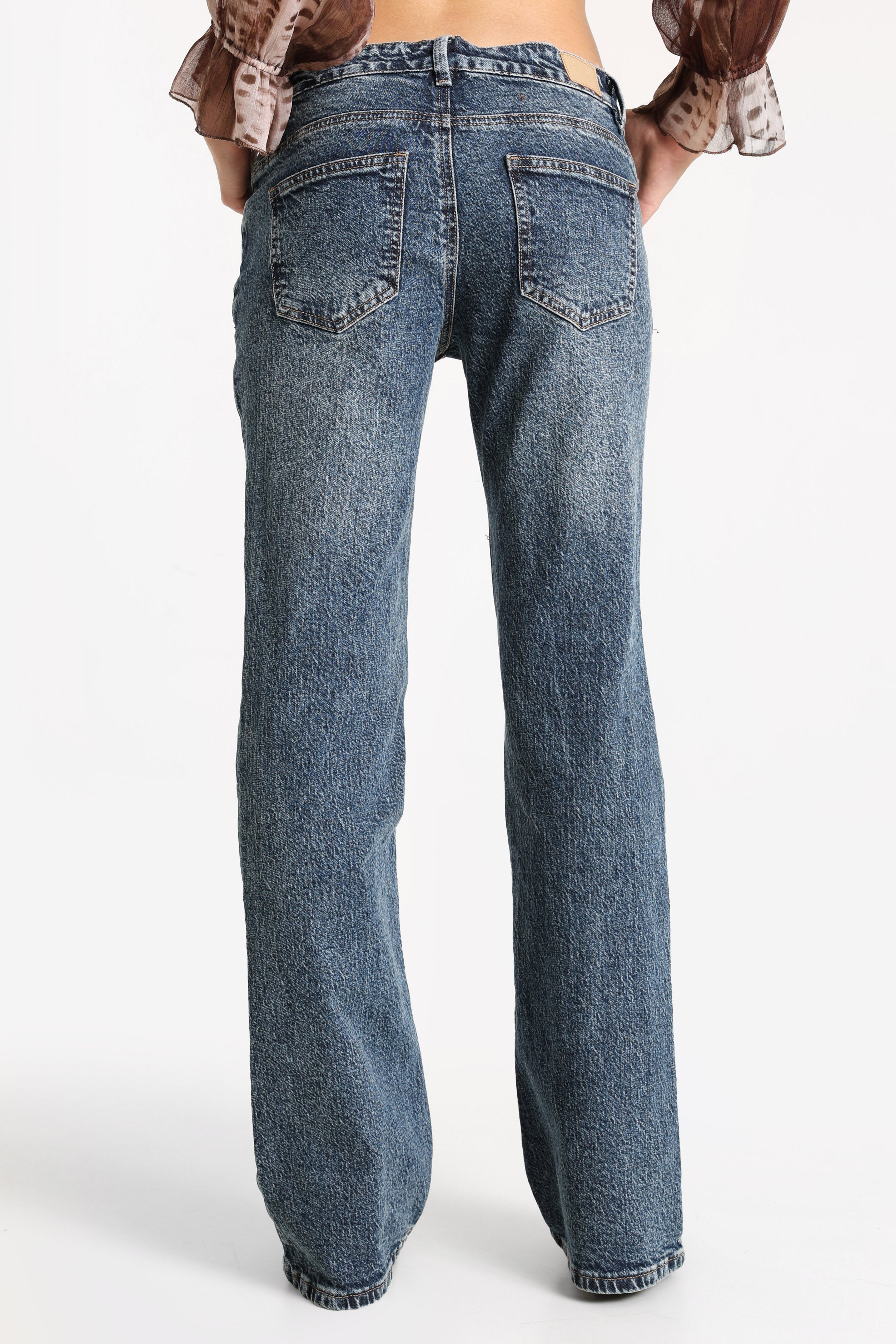 Straight Slim Fit Jeans - Dunkelblau Gewaschen