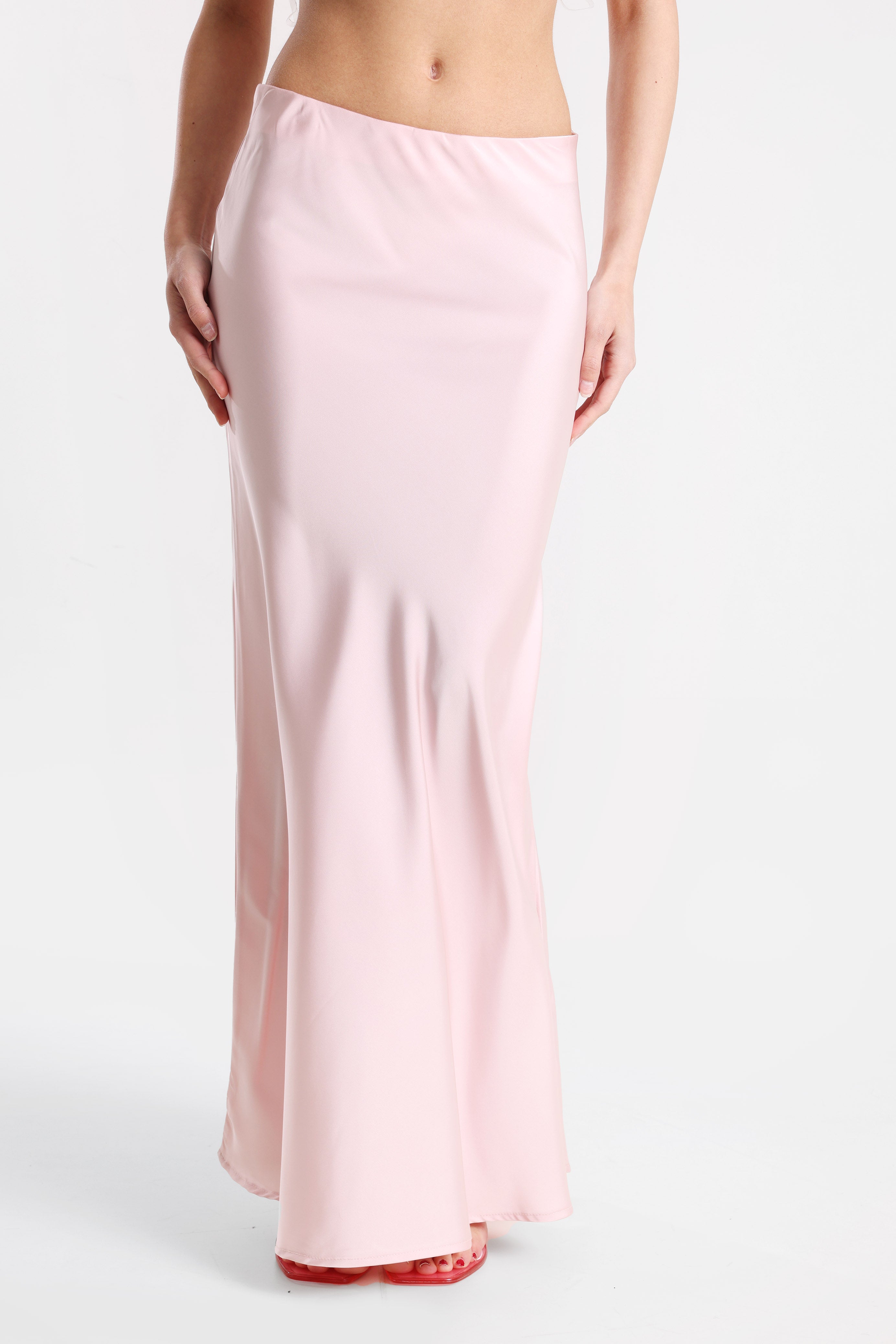 Gonna lunga satinata - Rosa
