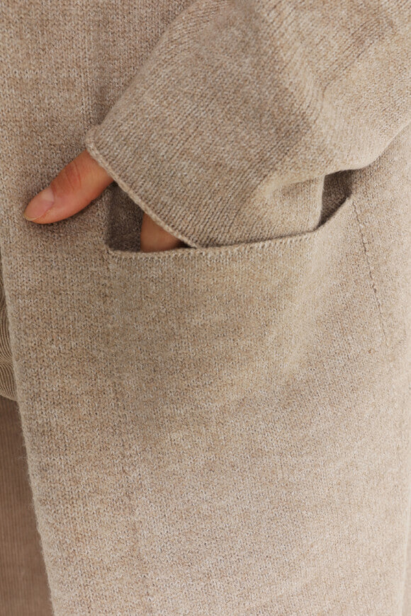 Jaquette longue en tricot - Beige Melange