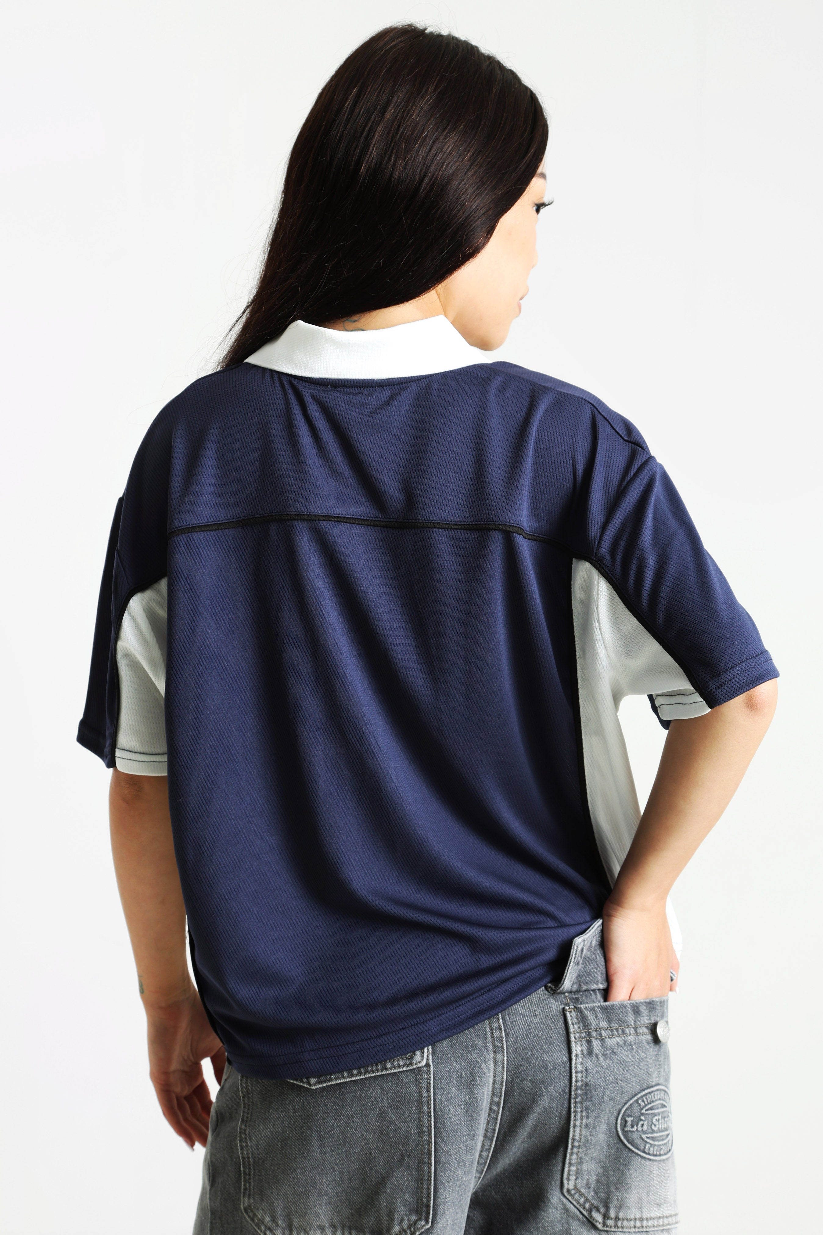 T-Shirt ample - Bleu marine + Ecru