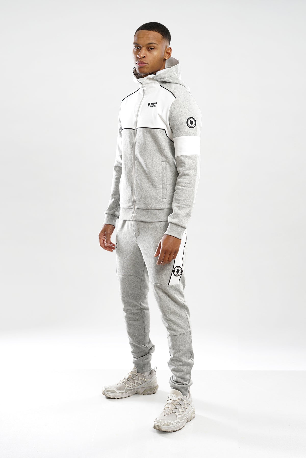 Baltimore zip-up hoodie sweatshirt - Grey + White