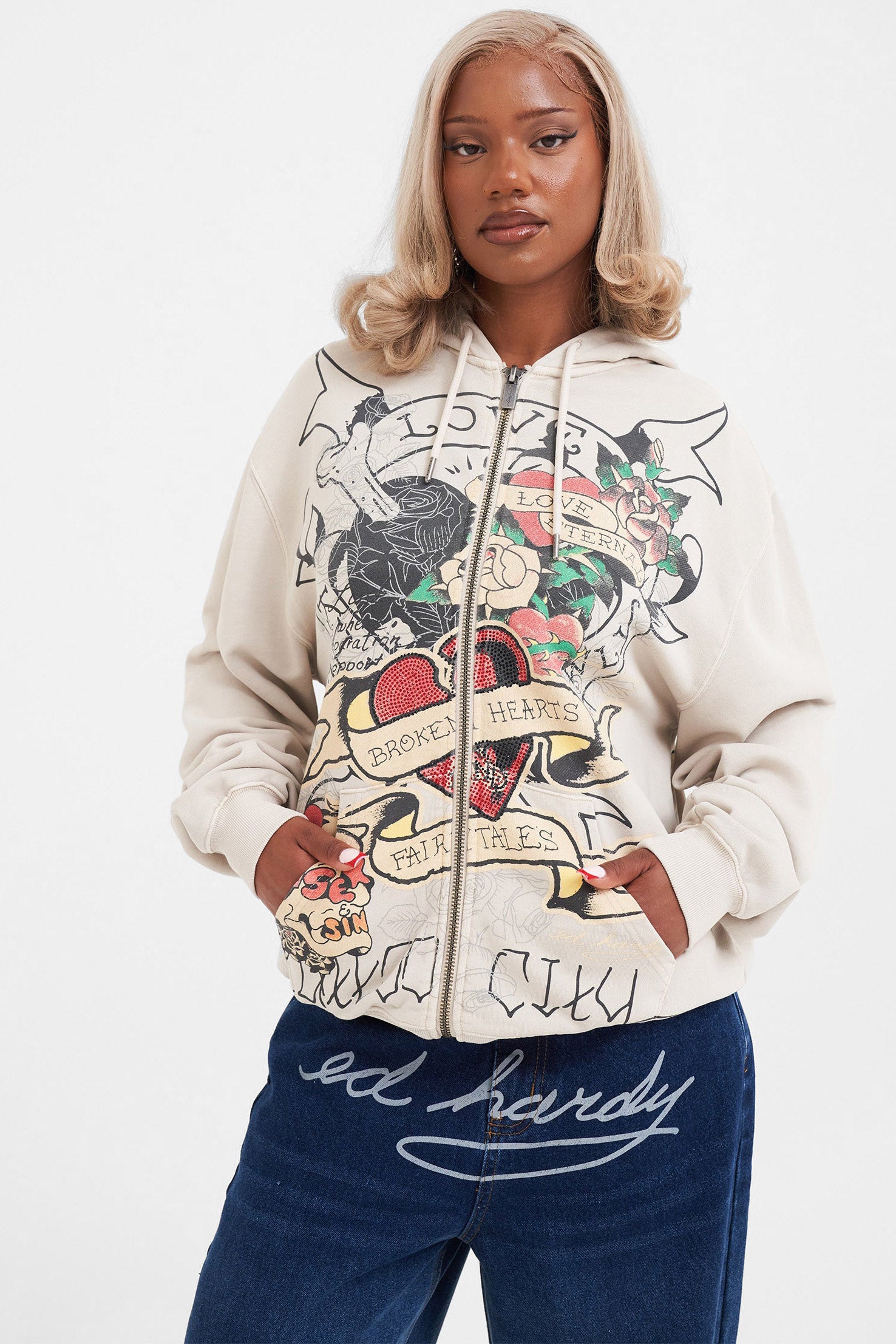 Giacca con cappuccio oversize - Offwhite