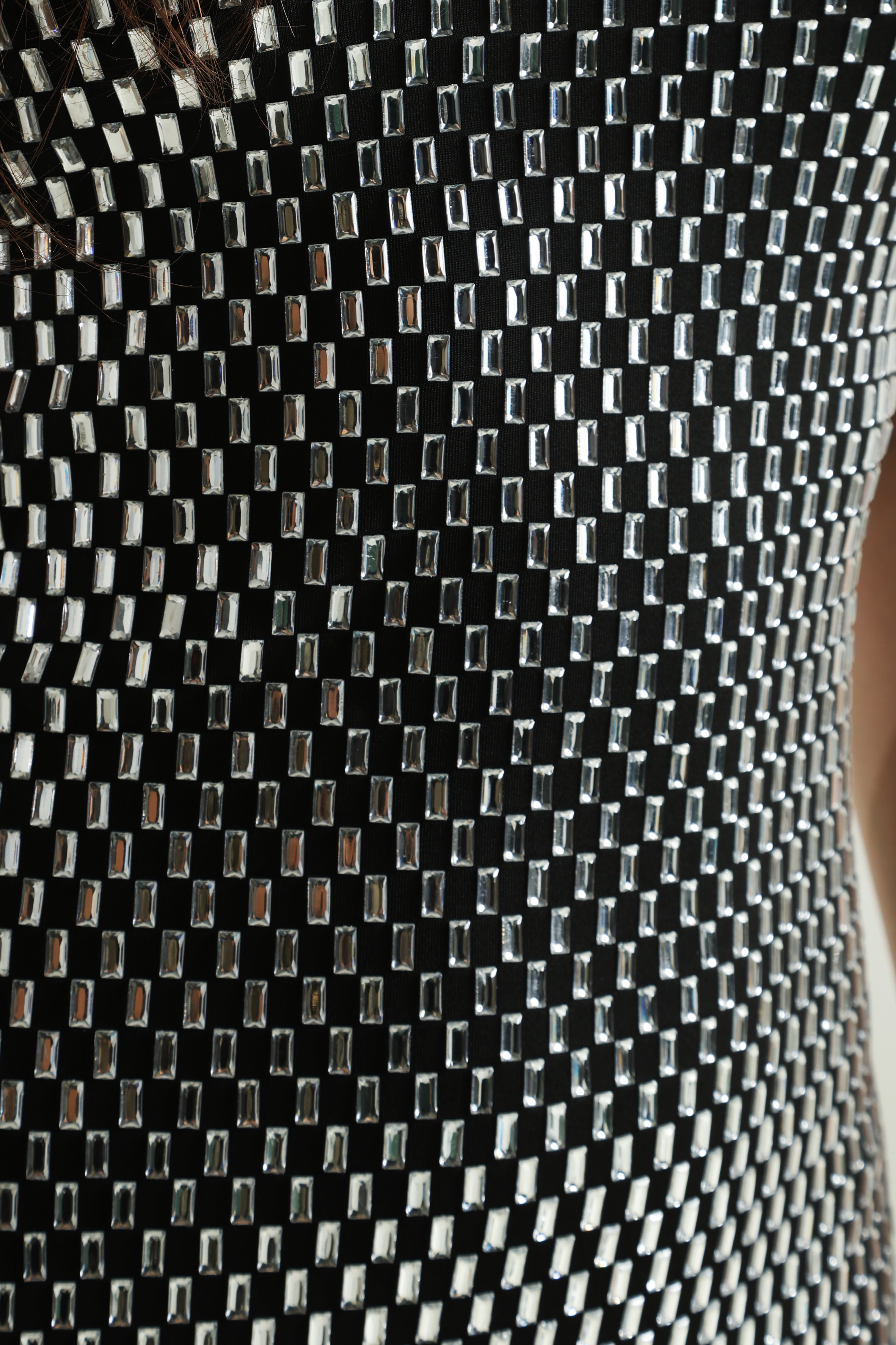 Bandeau dress with rhinestones - black + silver