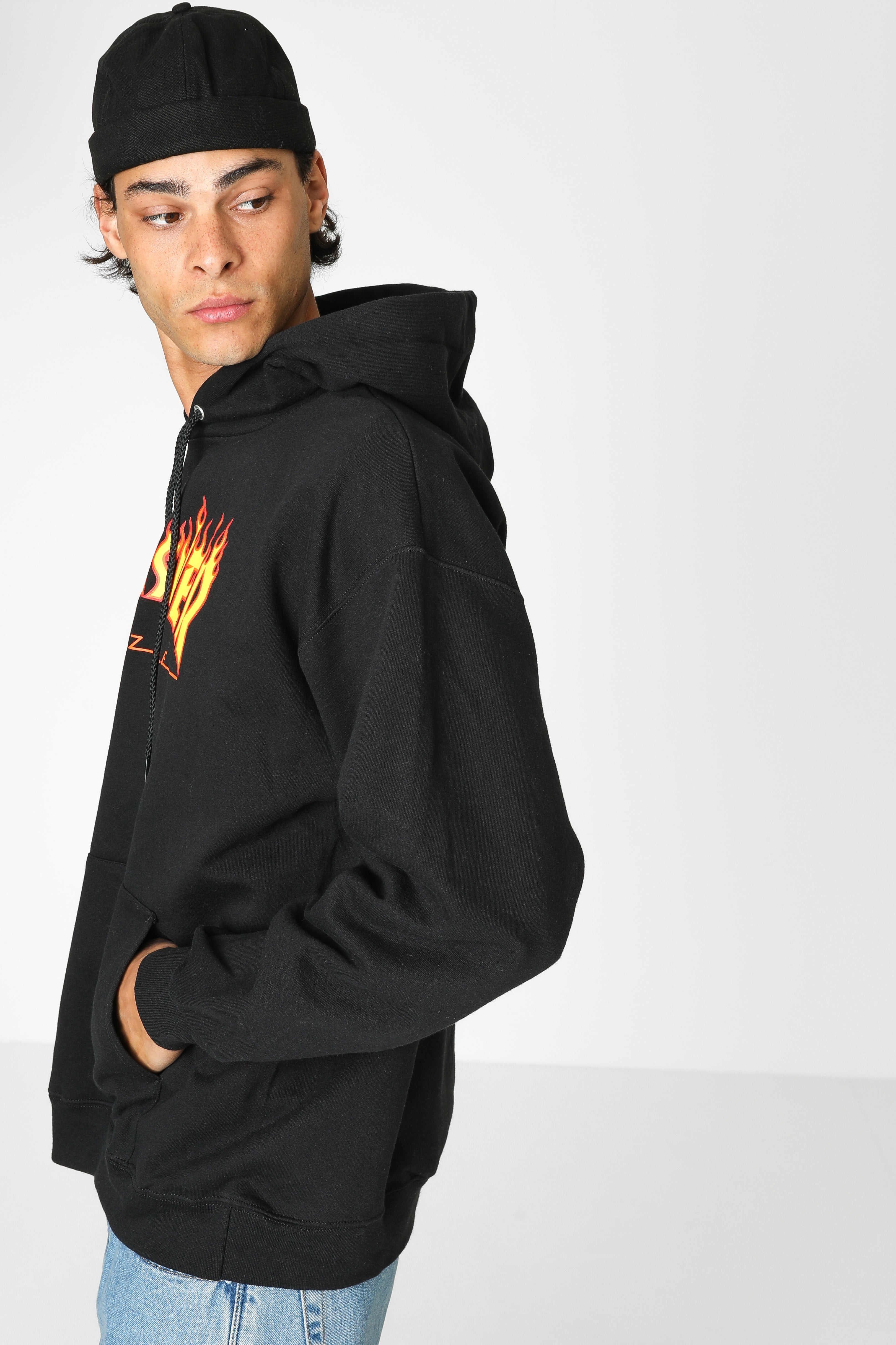 Kapuzensweatshirt - Schwarz + Gelb + Orange