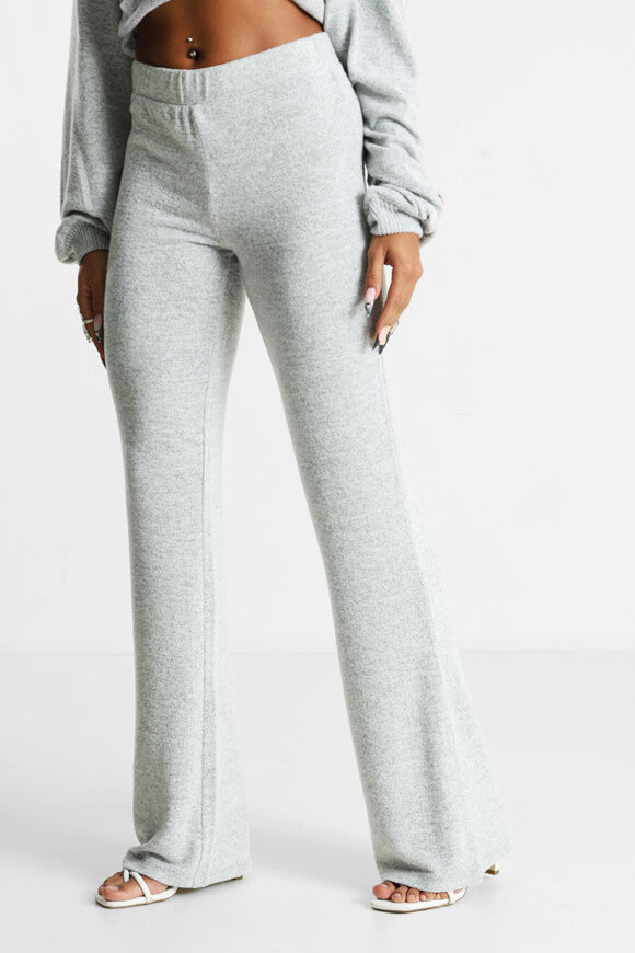 Flare Strickhose - Hellgrau meliert