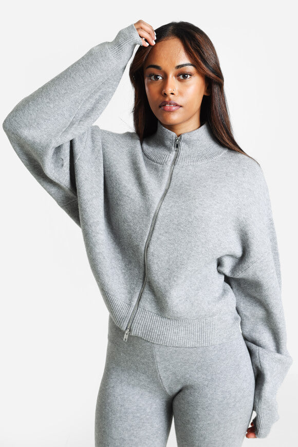 Strickjacke - Grau meliert