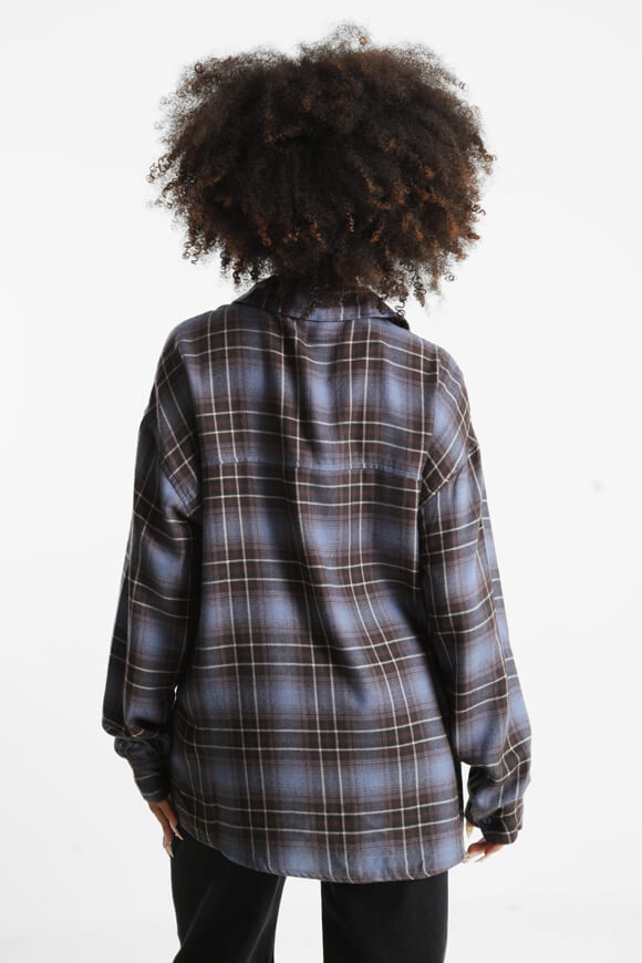 Camicia oversize a quadri - blu + marrone