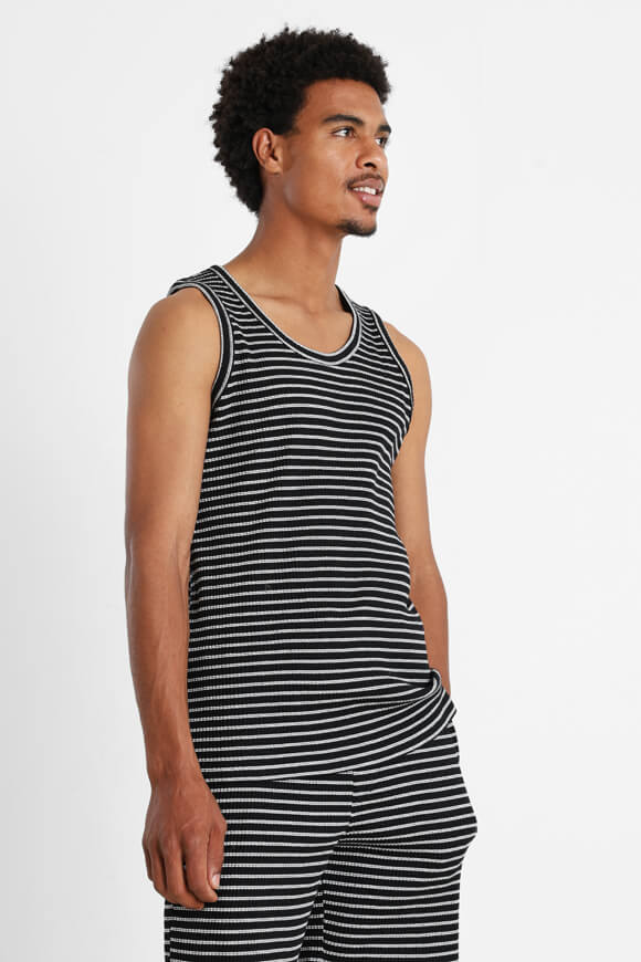 Geripptes Tanktop - Schwarz + Weiss