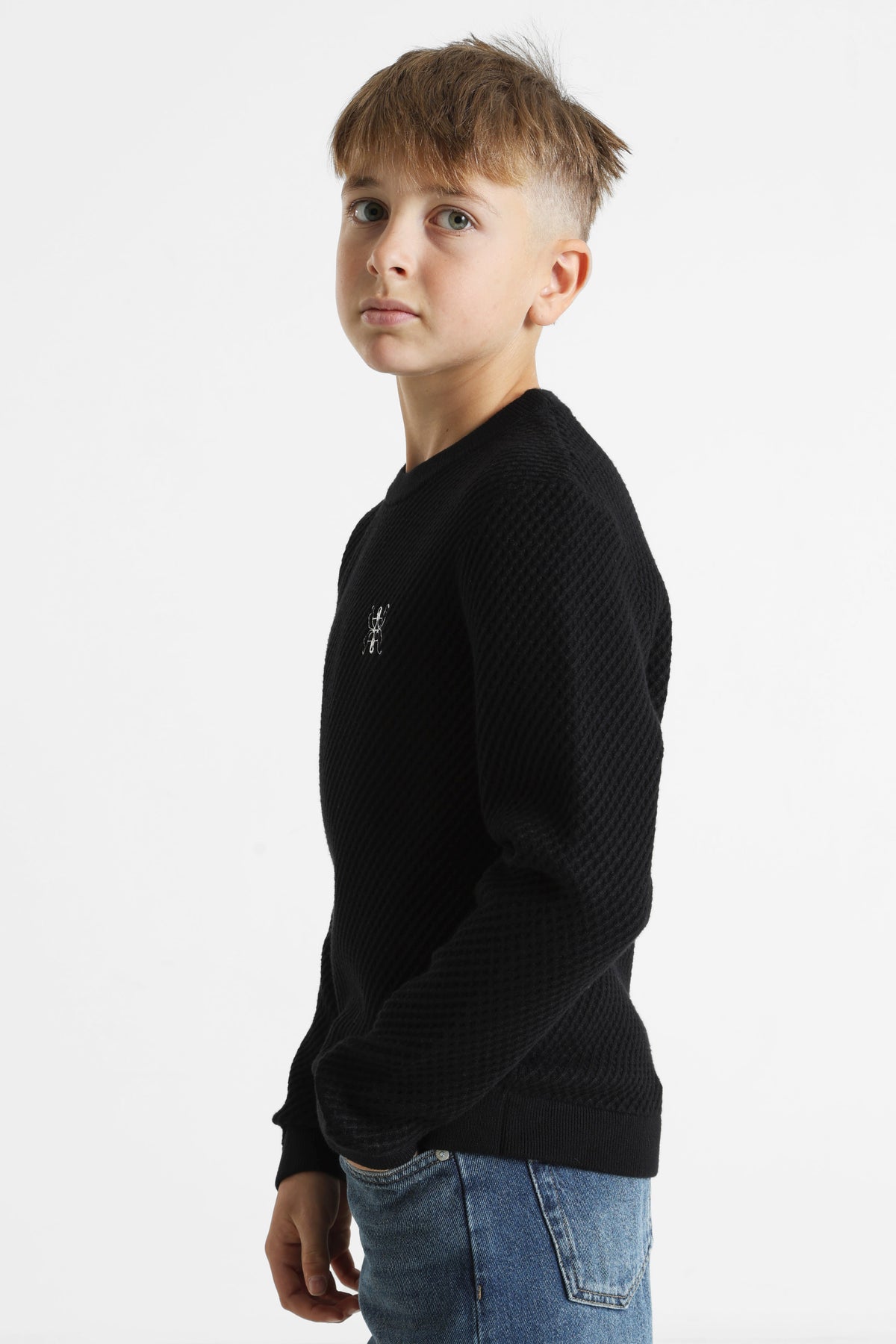 Maglione in maglia strutturata - Nero