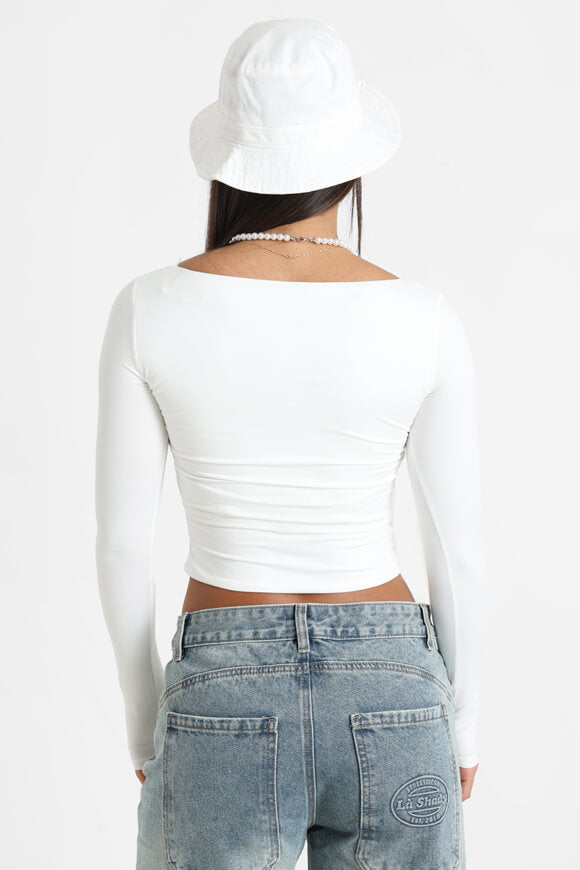 Crop Langarmshirt - Offwhite