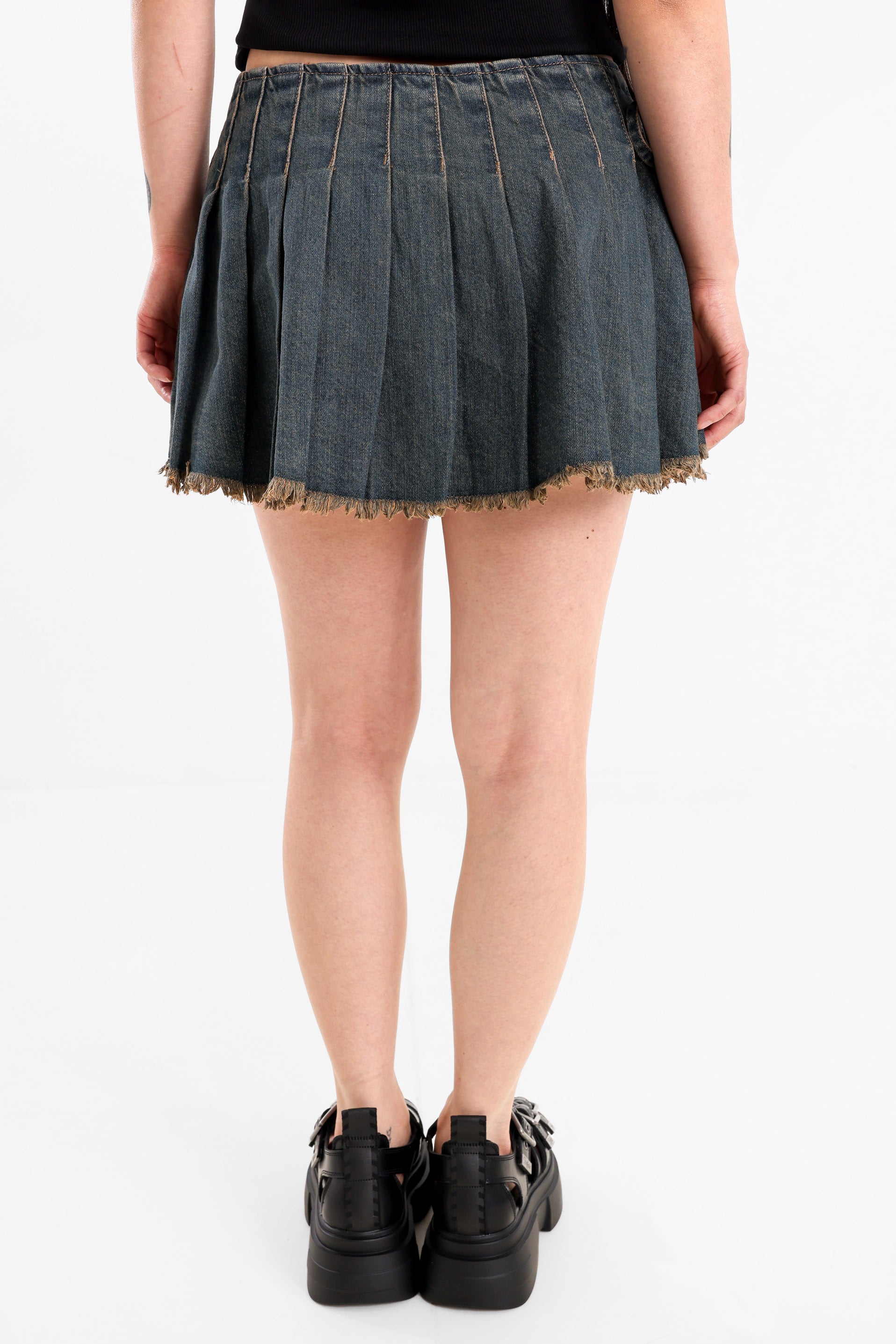 Mini denim skirt with integrated shorts - Blue
