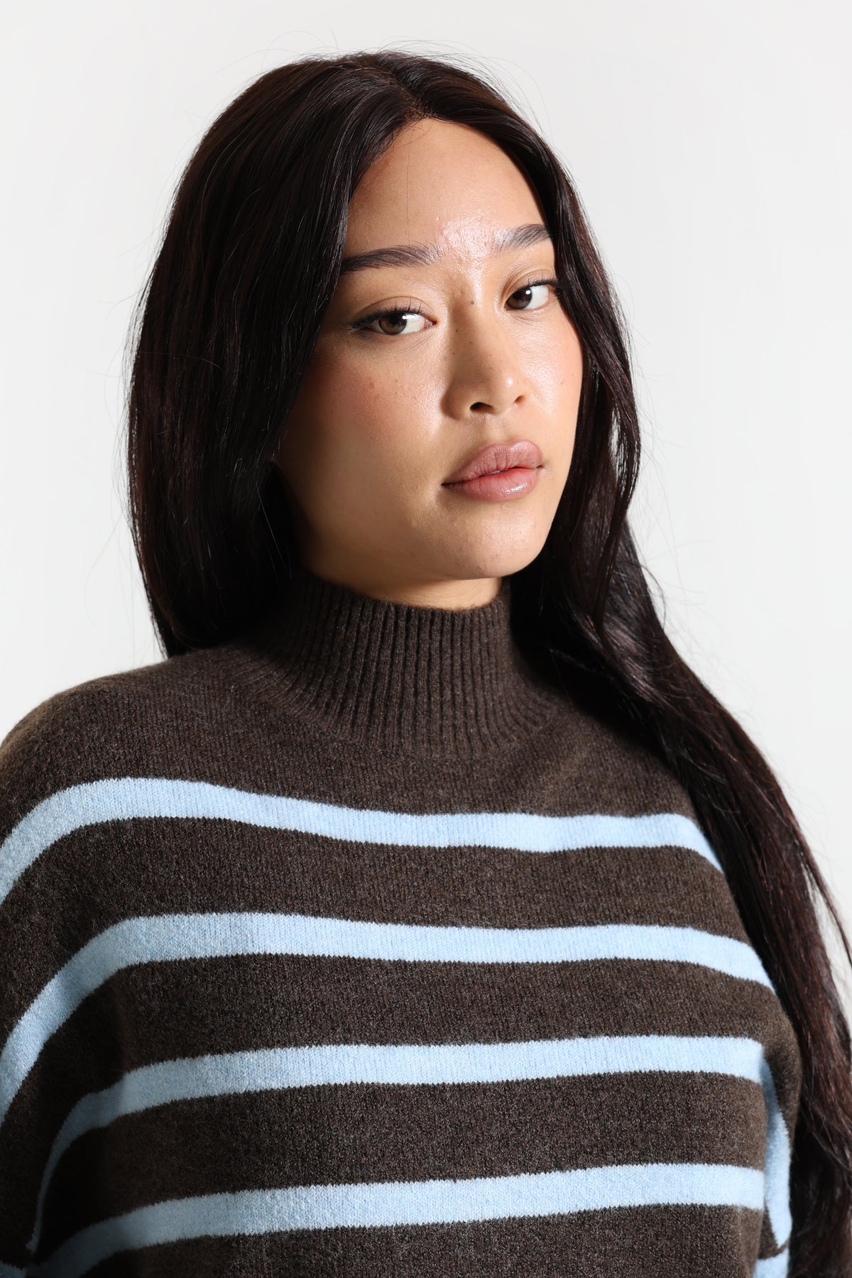 Strickpullover - Braun + Blau