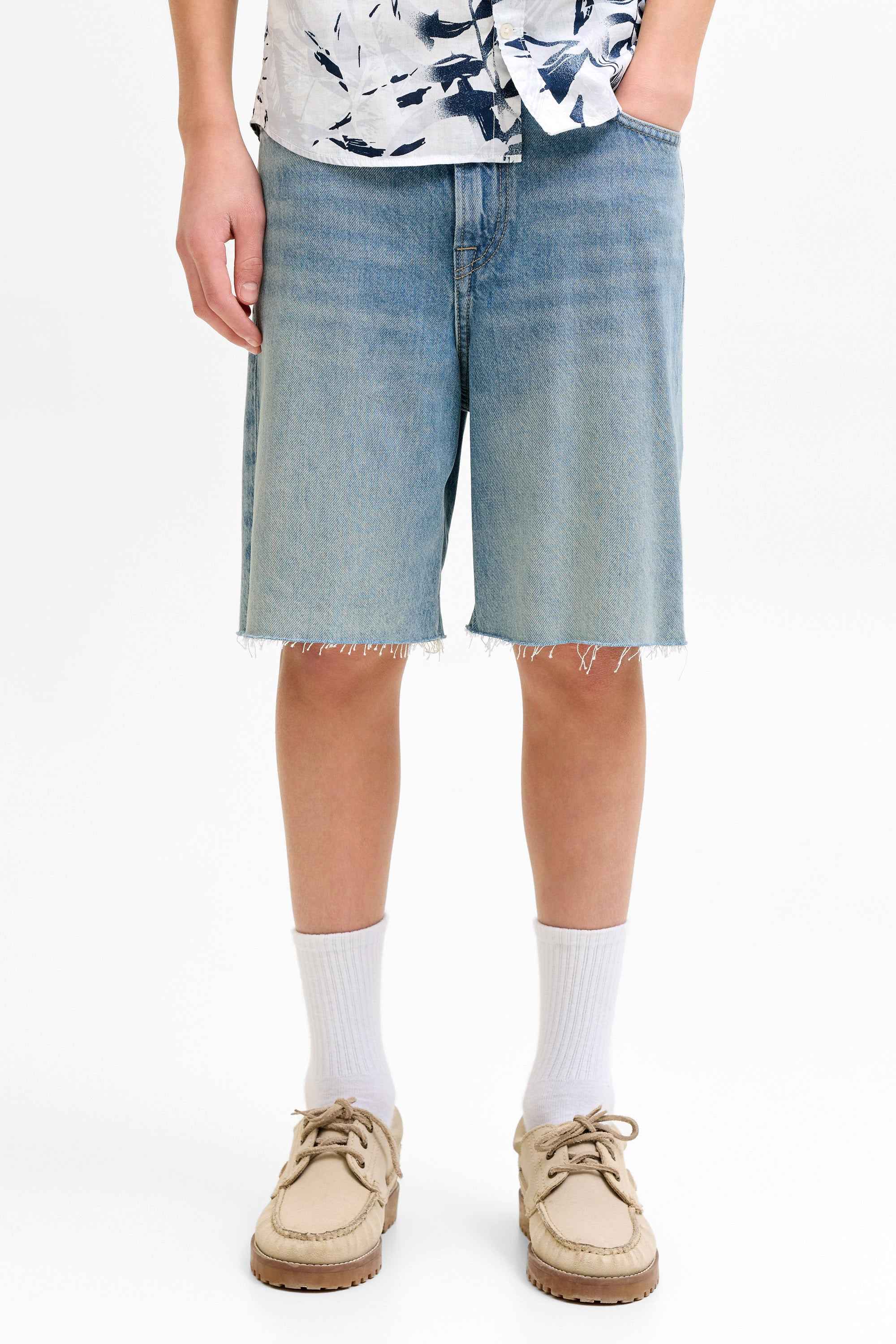 JJIALEX denim shorts - Blue Denim