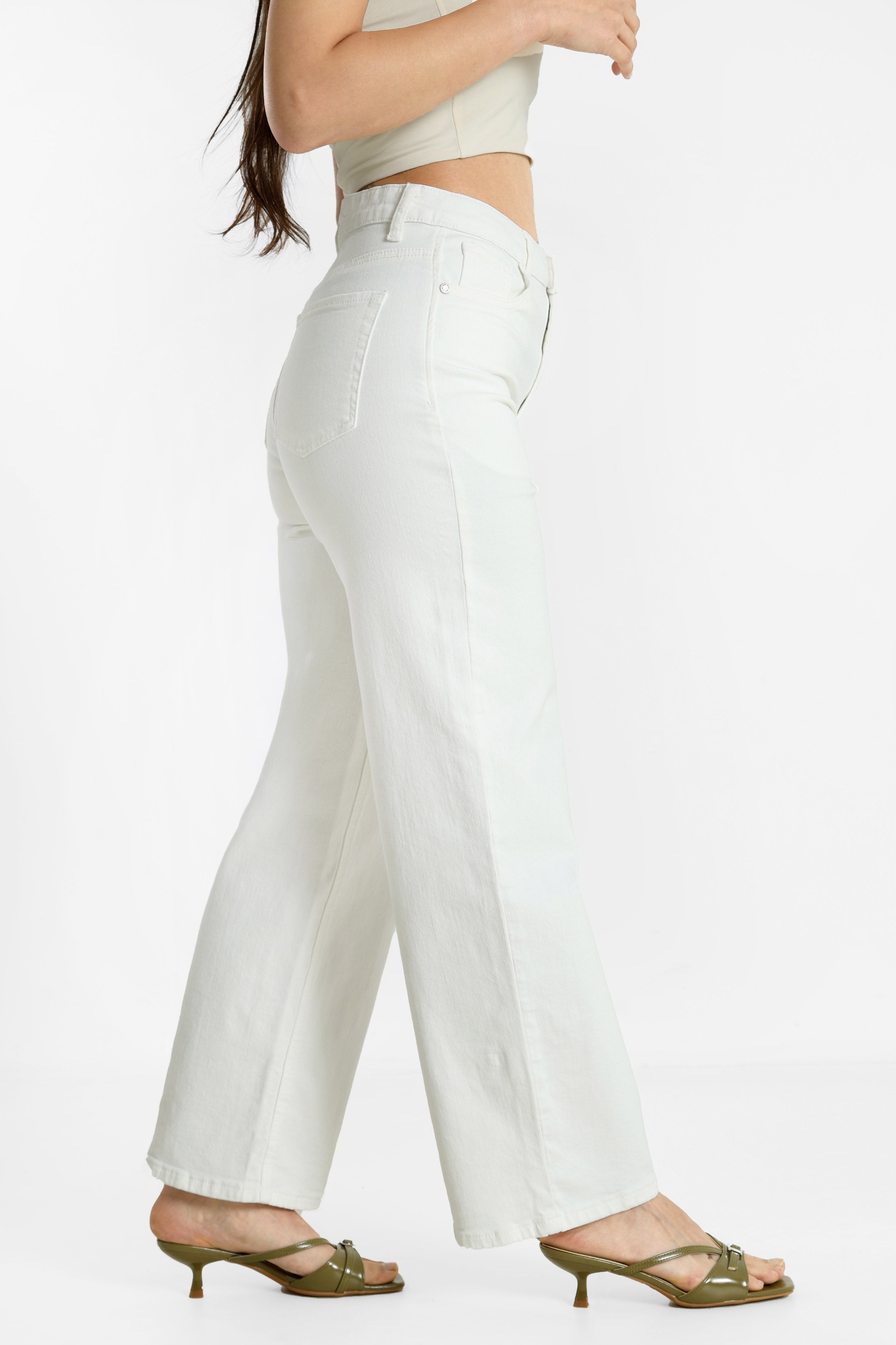 Wide Leg Jeans - Offwhite