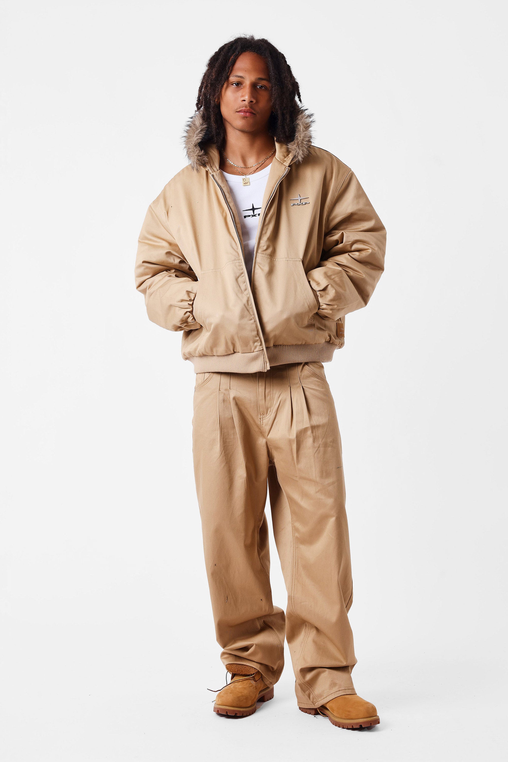 Wattierte Jacke - Beige