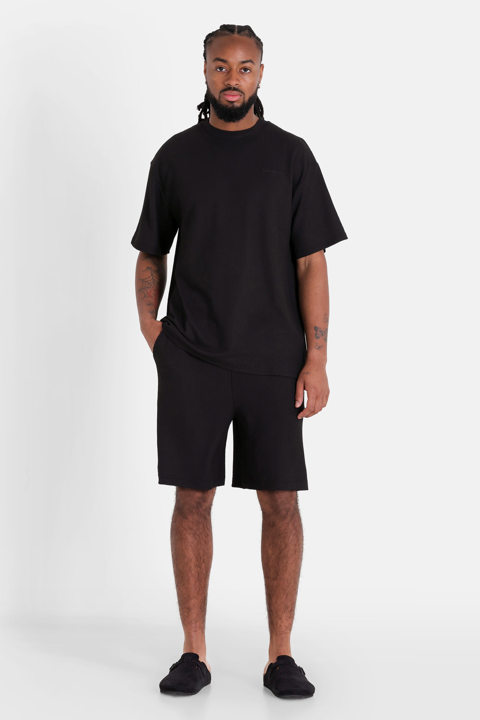 Short en tissu structuré - Black