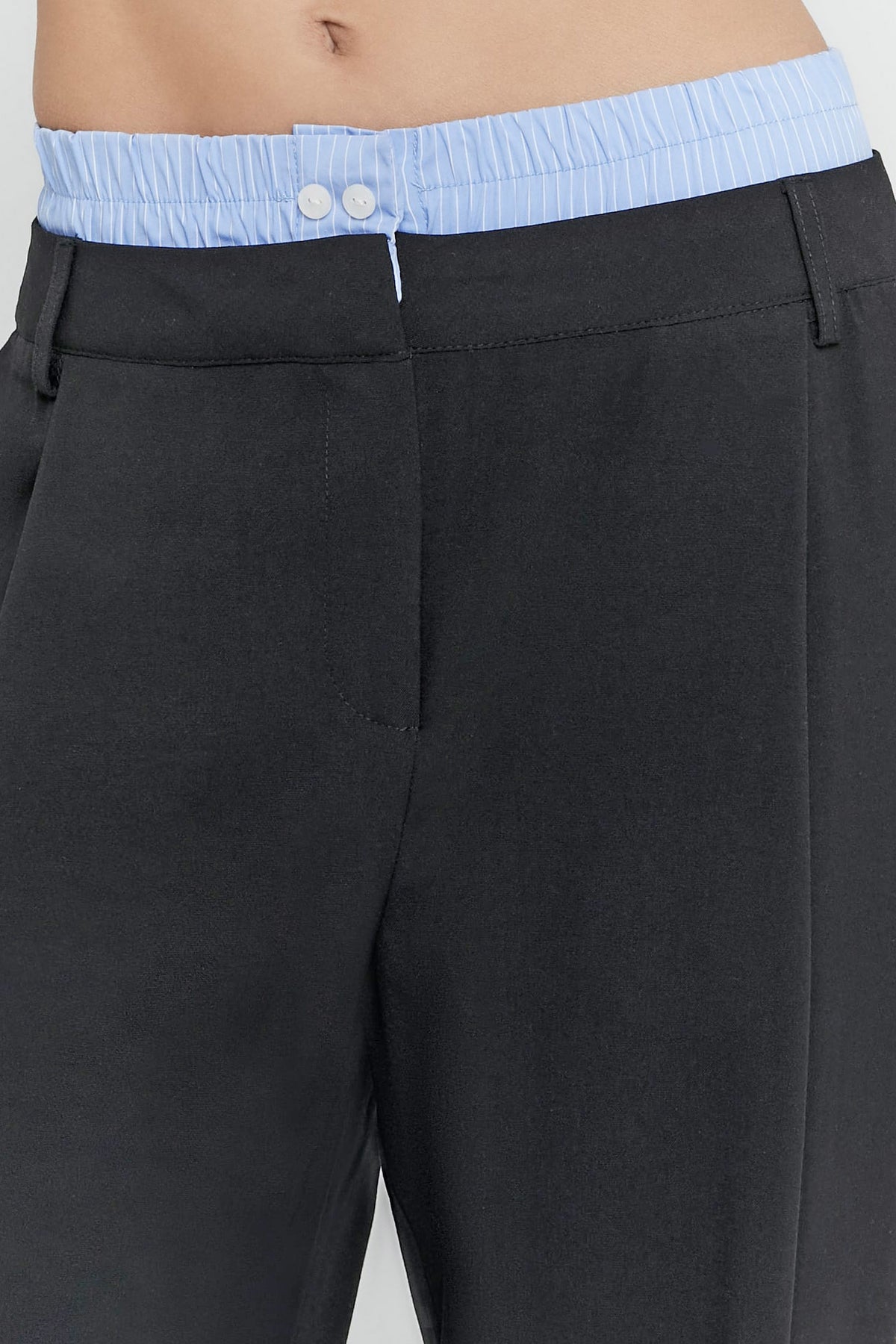 Stoffhose - Black + Light Blue + White