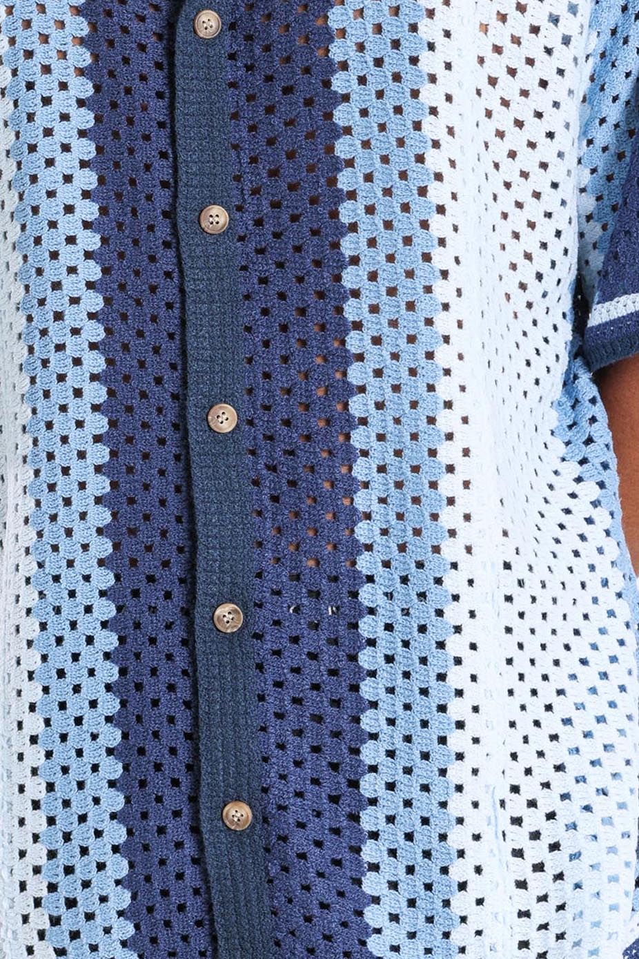 Häkelhemd - Navy + Light Blue