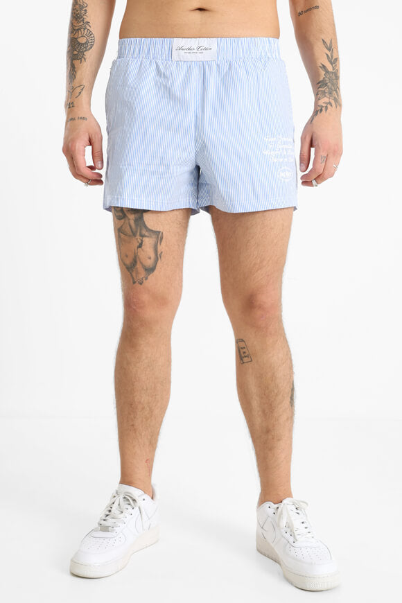 Stoffshorts - Light Blue + White