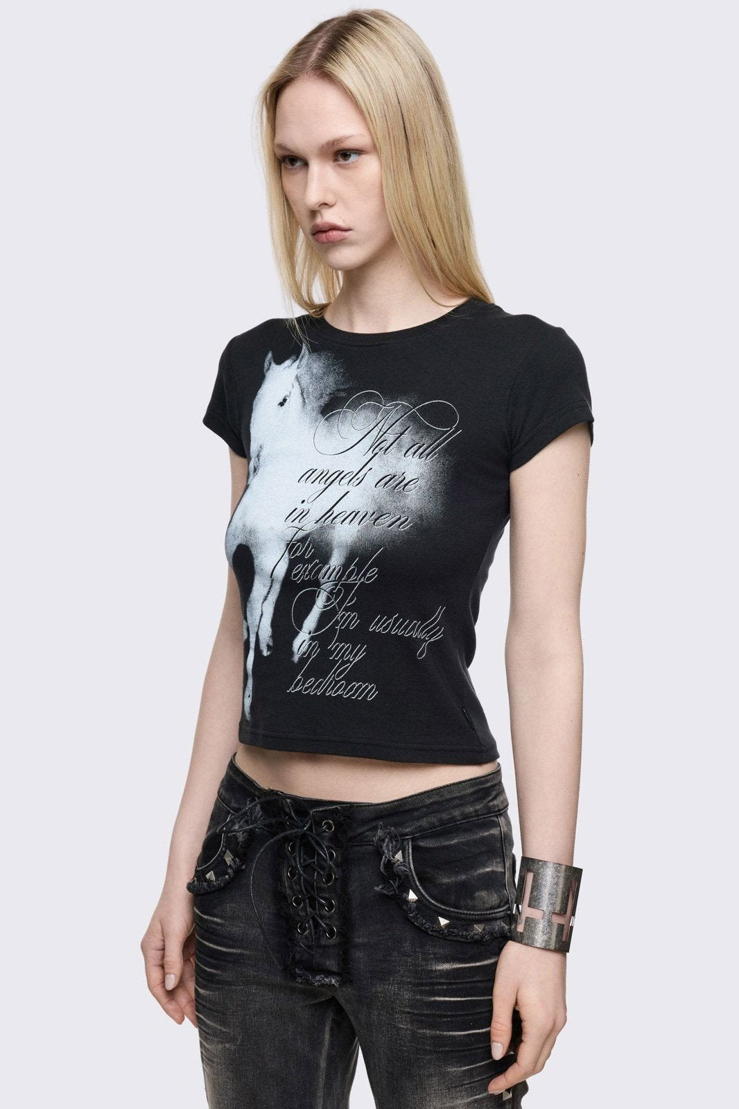 Wingless Angel Crop T-Shirt - Black