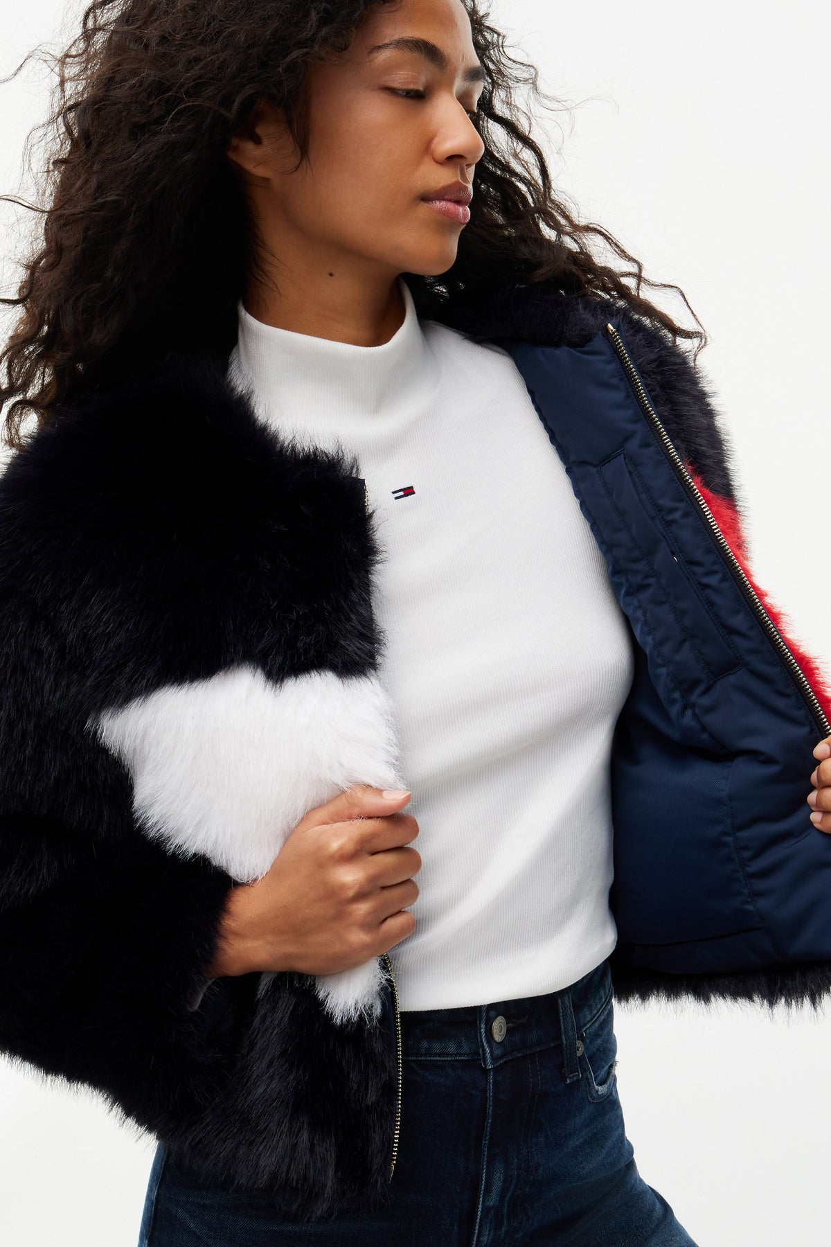 Veste courte en fourrure synthétique - Dark Blue