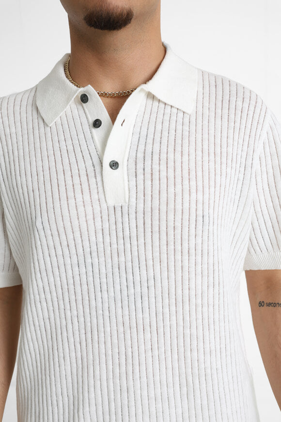 JPRBLAKIAN knitted polo shirt - Cloud Dancer