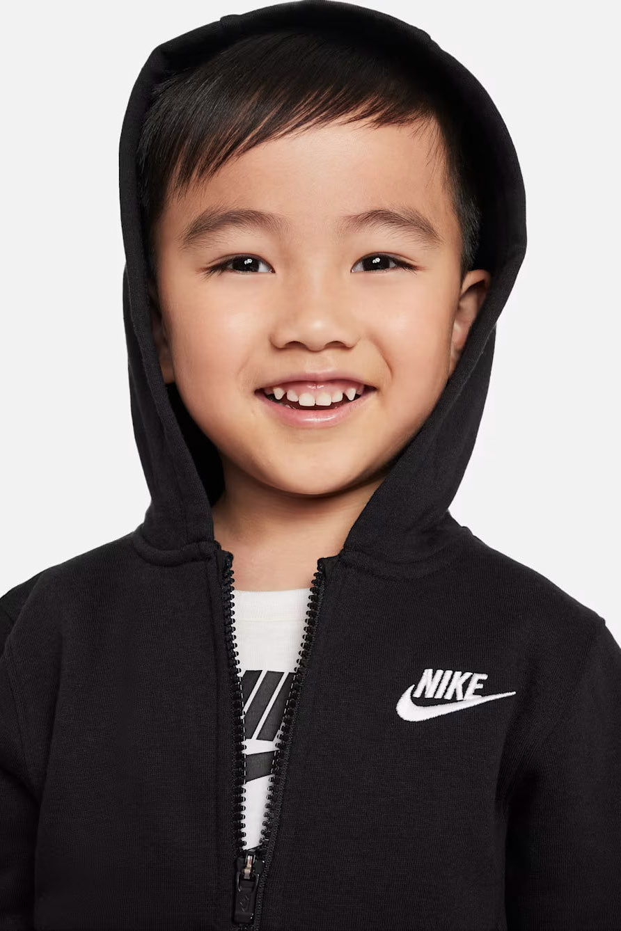 Felpa junior con cappuccio e zip - Black