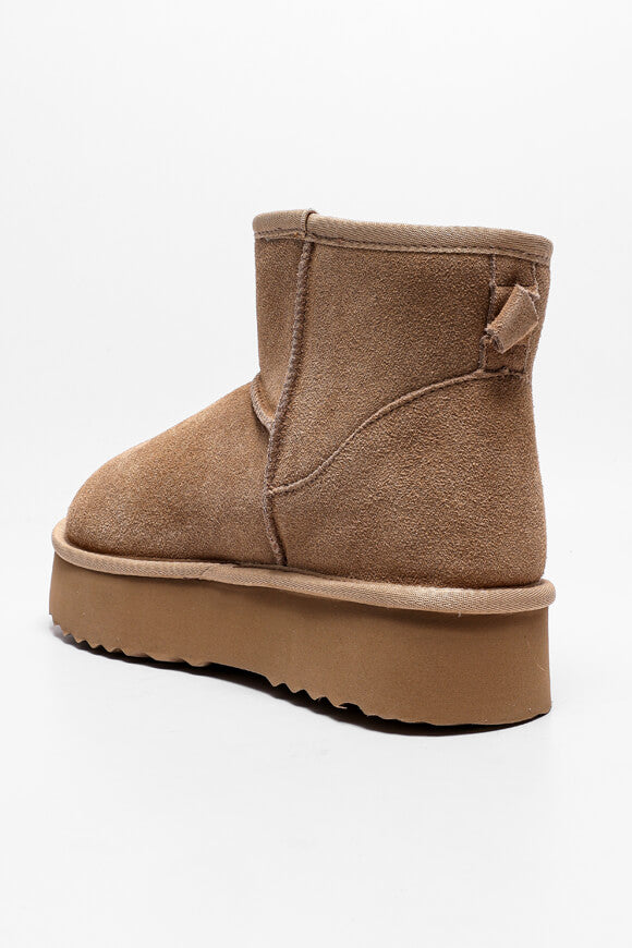 Stivaletto con plateau foderato - Cappuccino