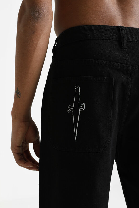 Straight Fit Jeans - Schwarz