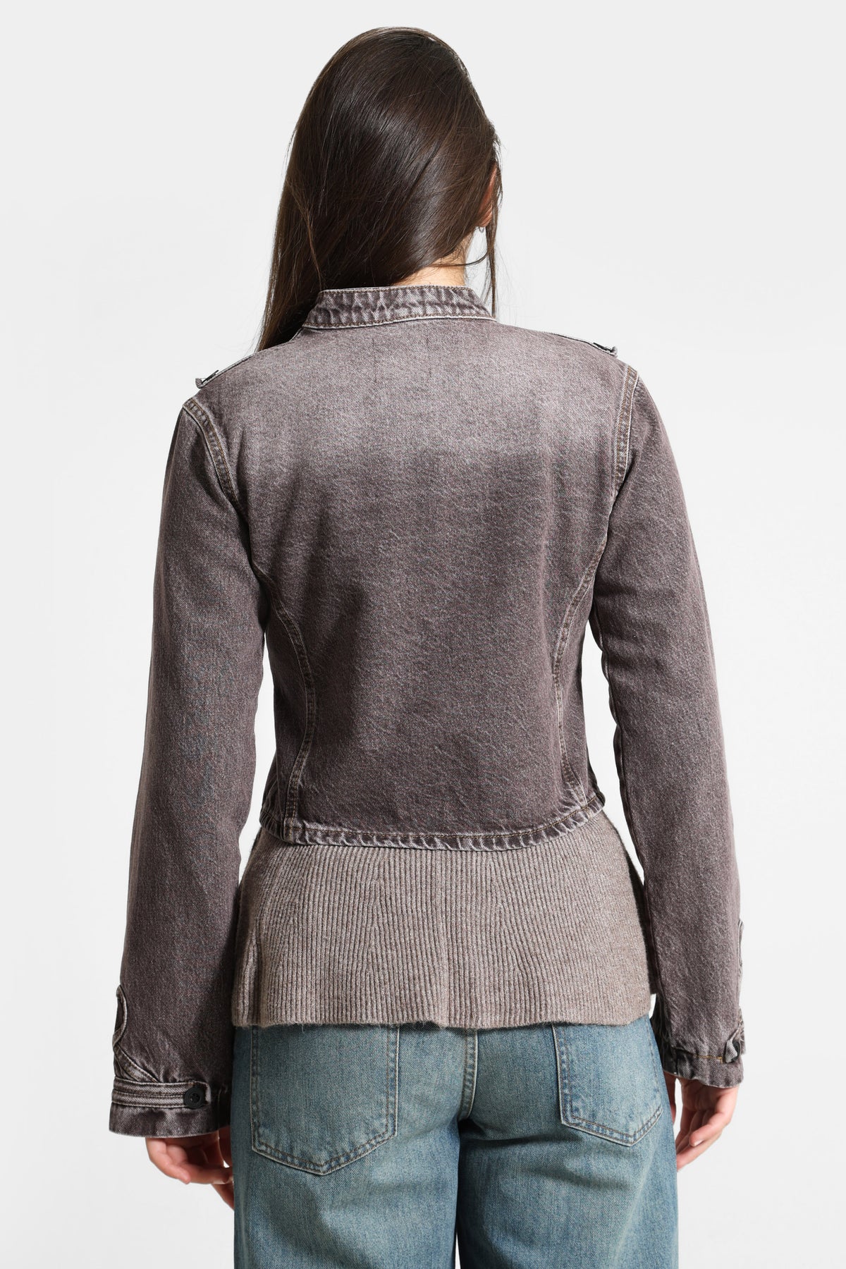 Veste courte en jean - Dark Red Denim Washed