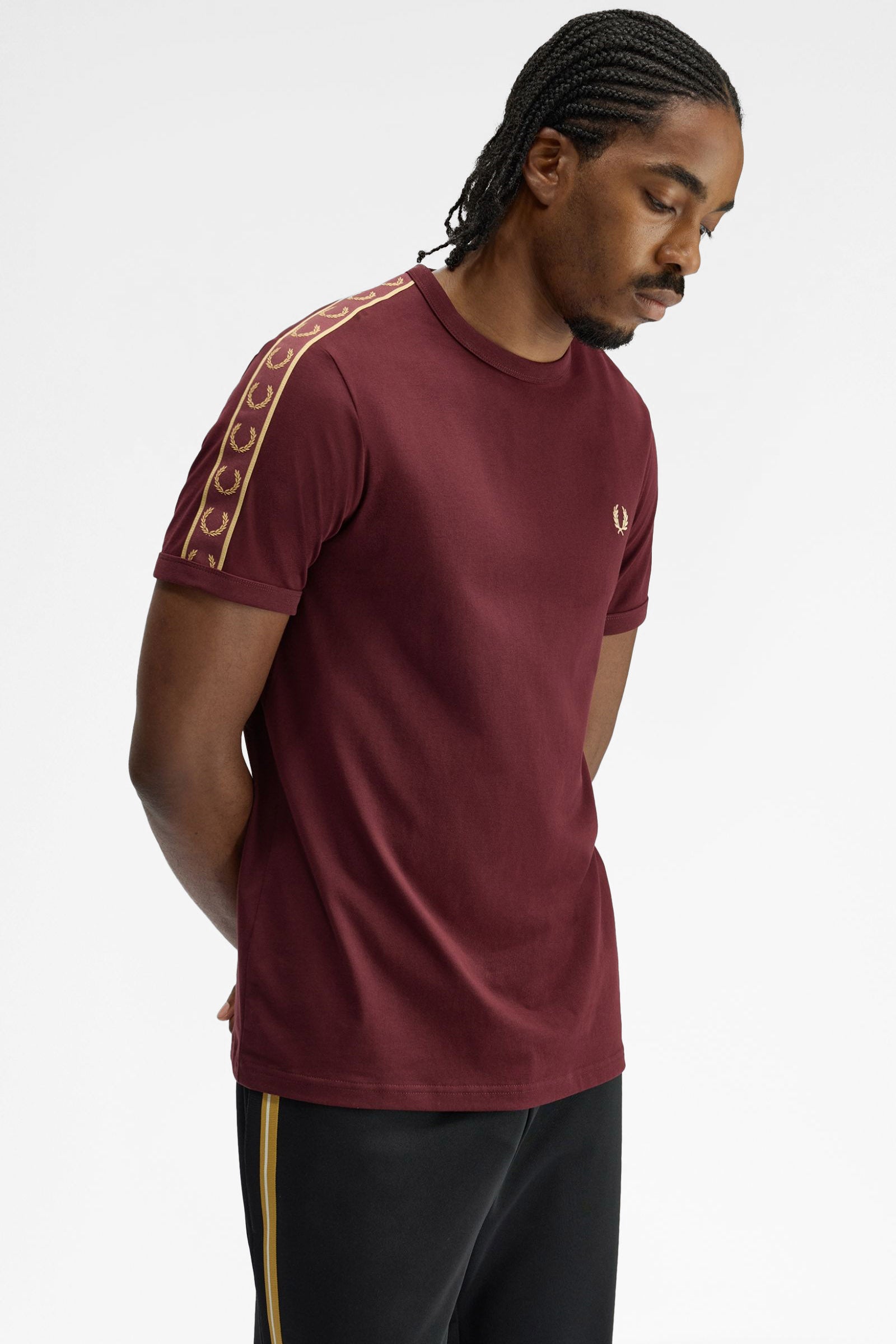 Contrast Tape Ringer T-Shirt - Oxblood