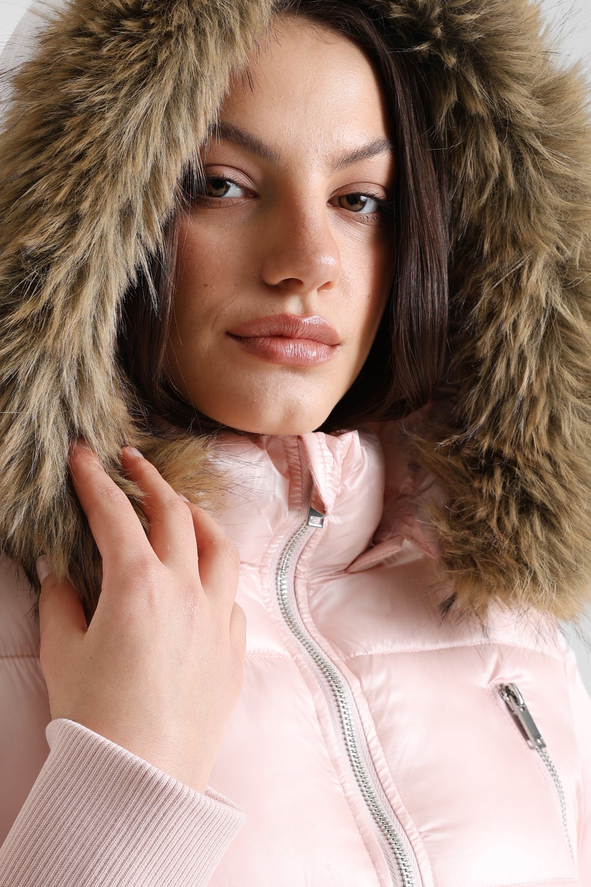 Crop Puffer Bomberjacke - Hell Pink