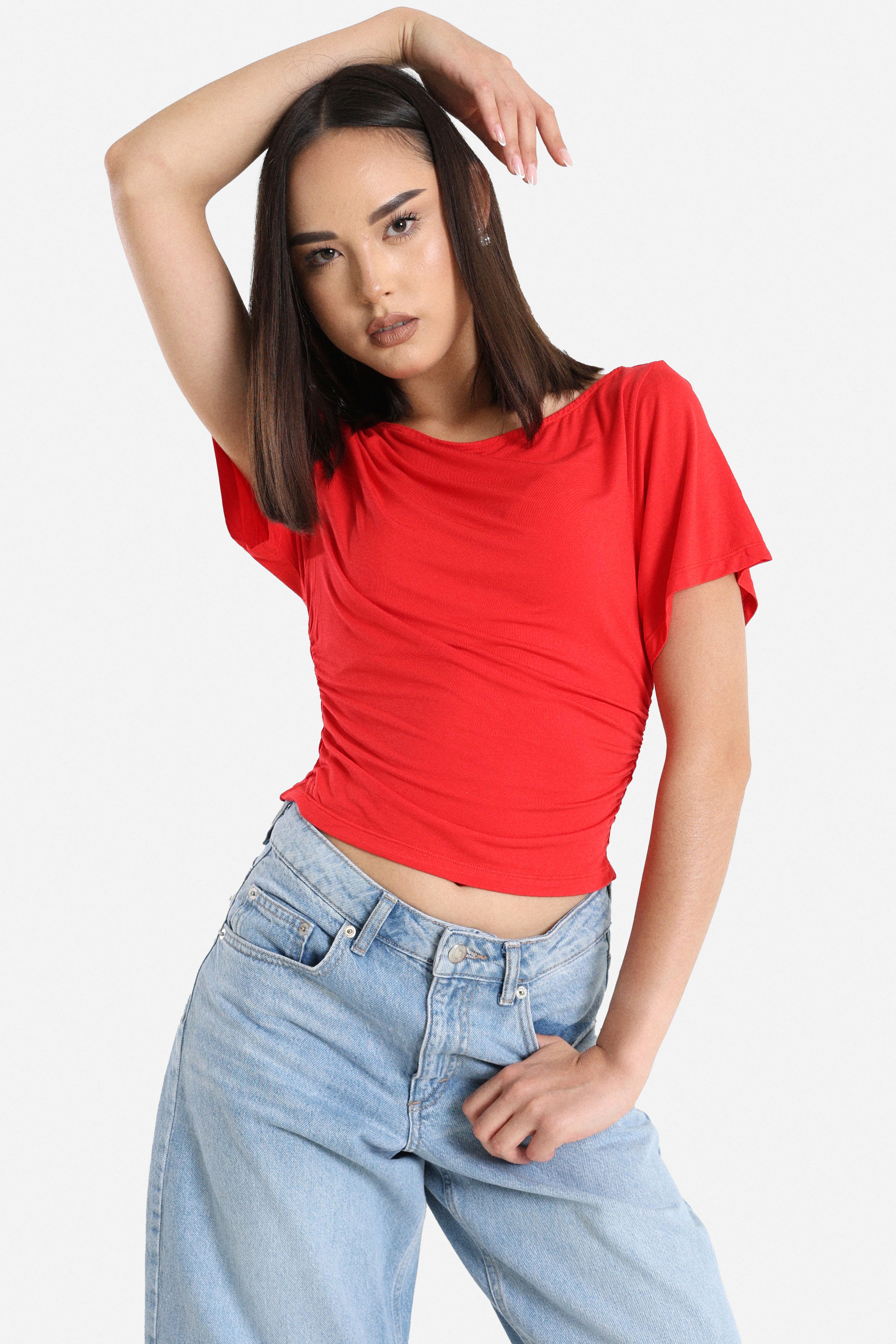 One-shoulder T-shirt - Red