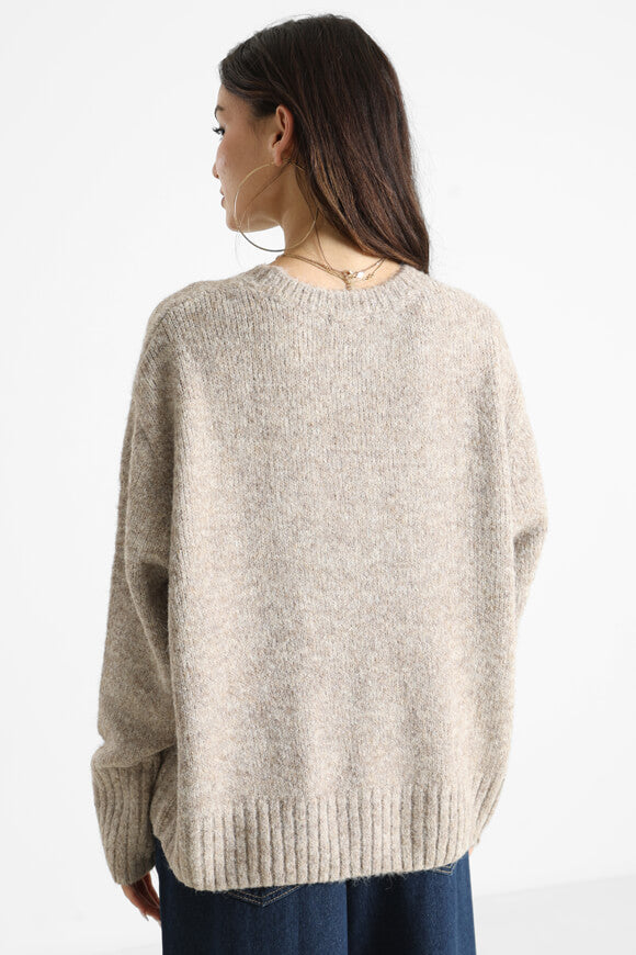 Oversize Strickpullover - Beige meliert