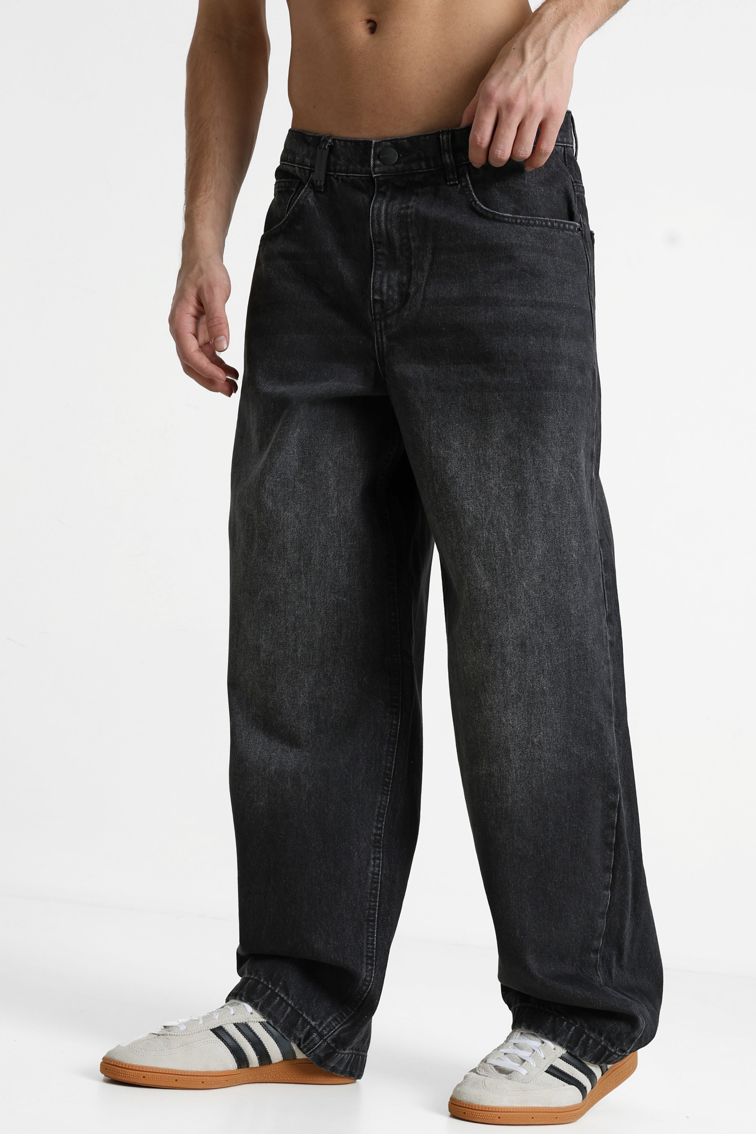 Eren Wide Baggy Jeans L32 - Washed Black