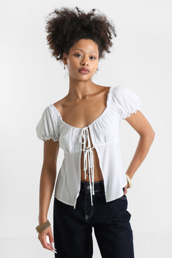Blouse à coupe croisée off shoulder - Blanc