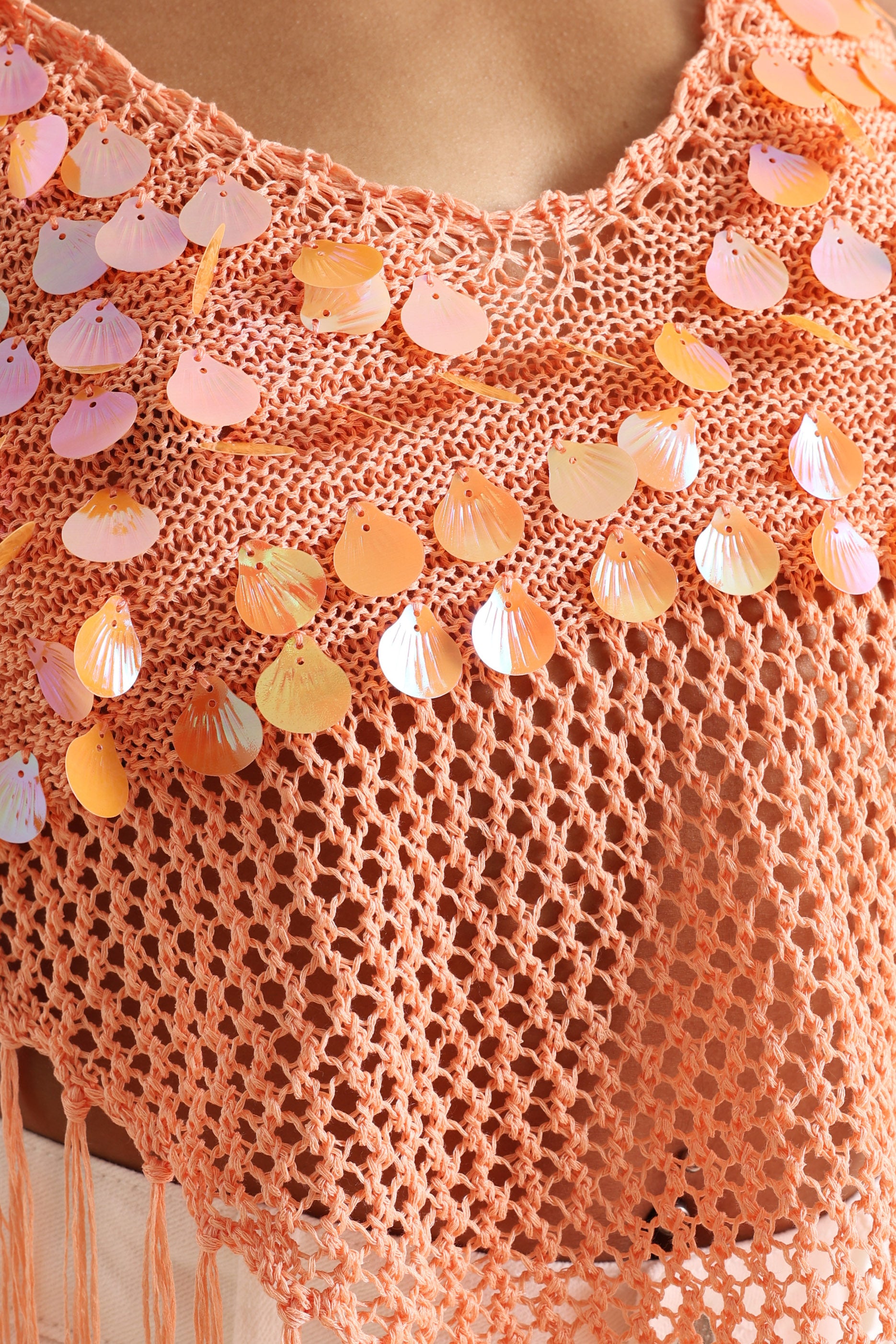 Neckholder Häkel Crop Top - Orange
