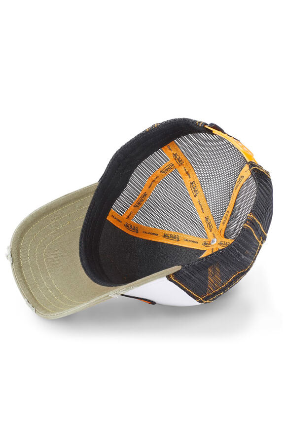 Trucker cap / snapback - White + Dark Olive + Black