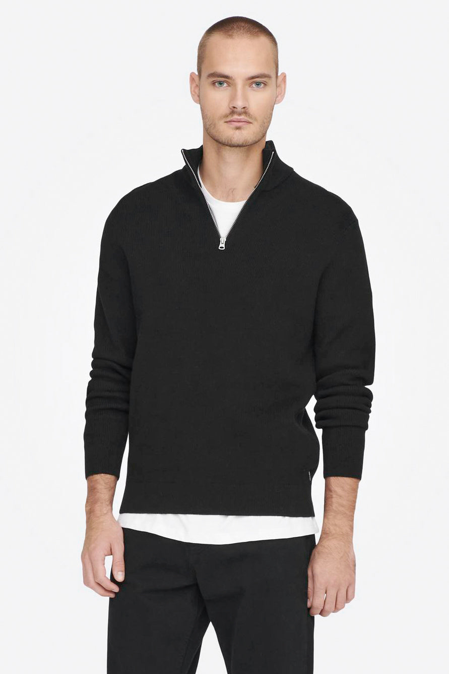 Maglione a costine in maglia - Black