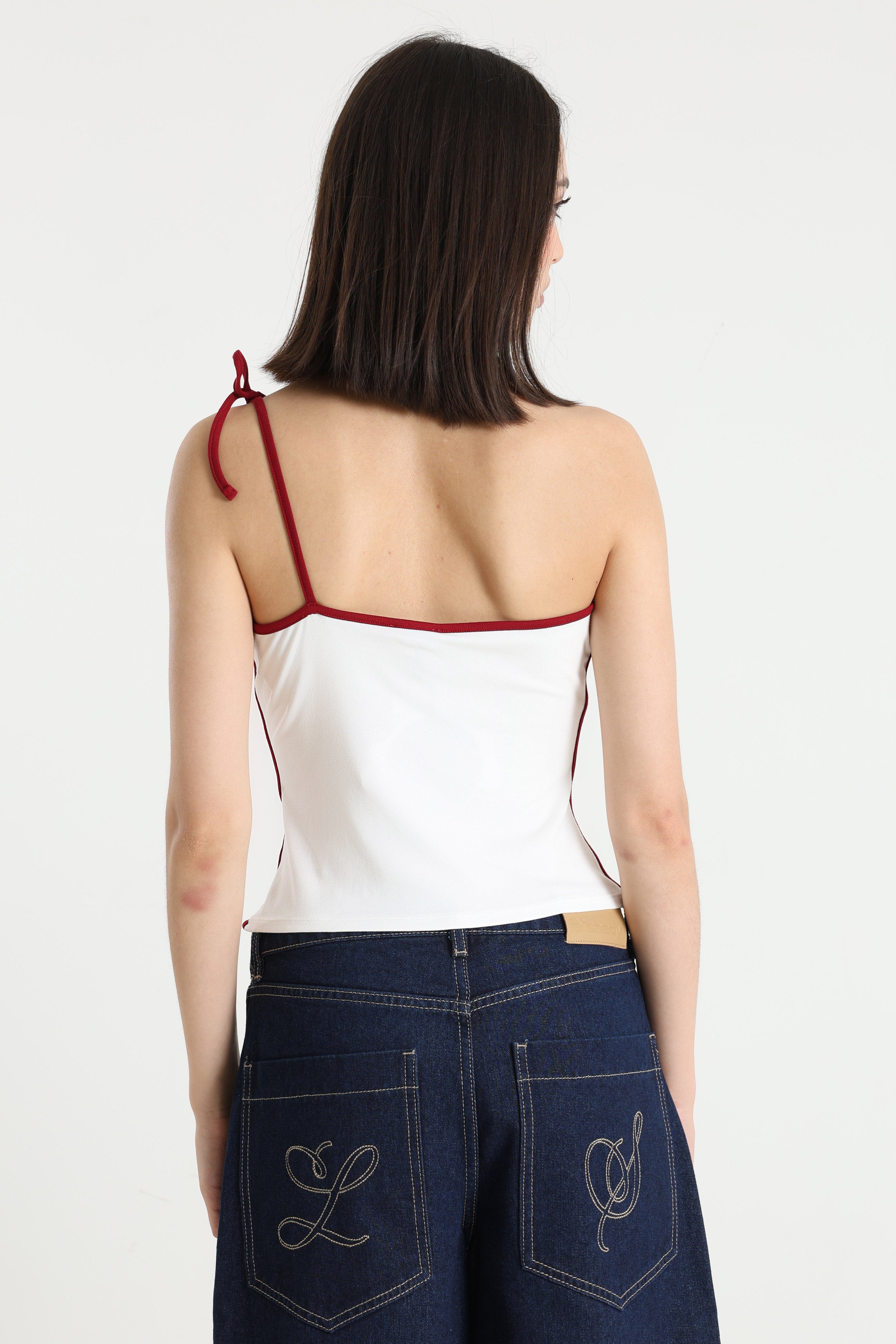 Top one shoulder - Ecru + Bordeaux