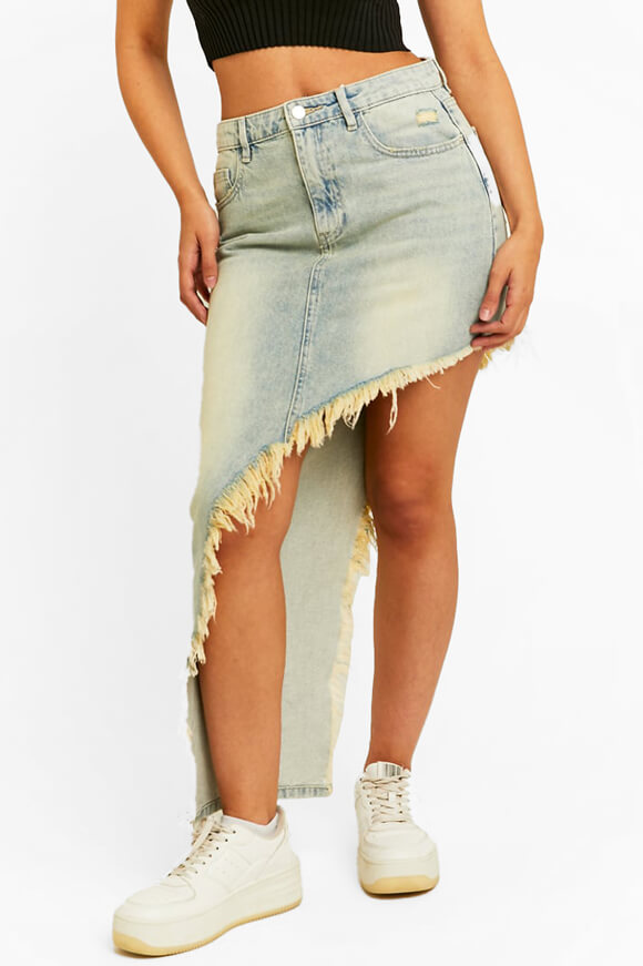 Asymmetric denim skirt - light blue washed